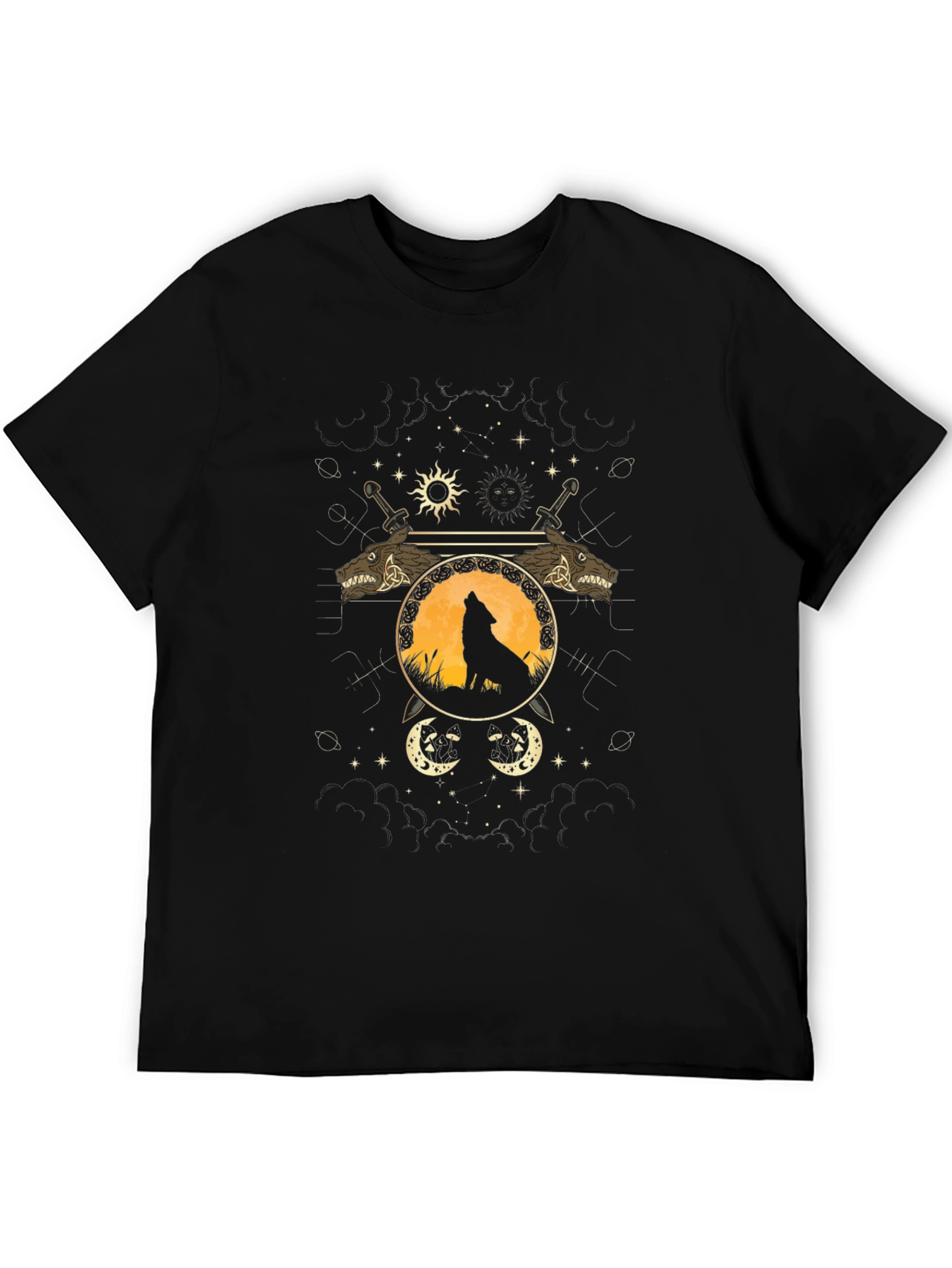 Wolf Moon Graphic Tee - Viking Swords