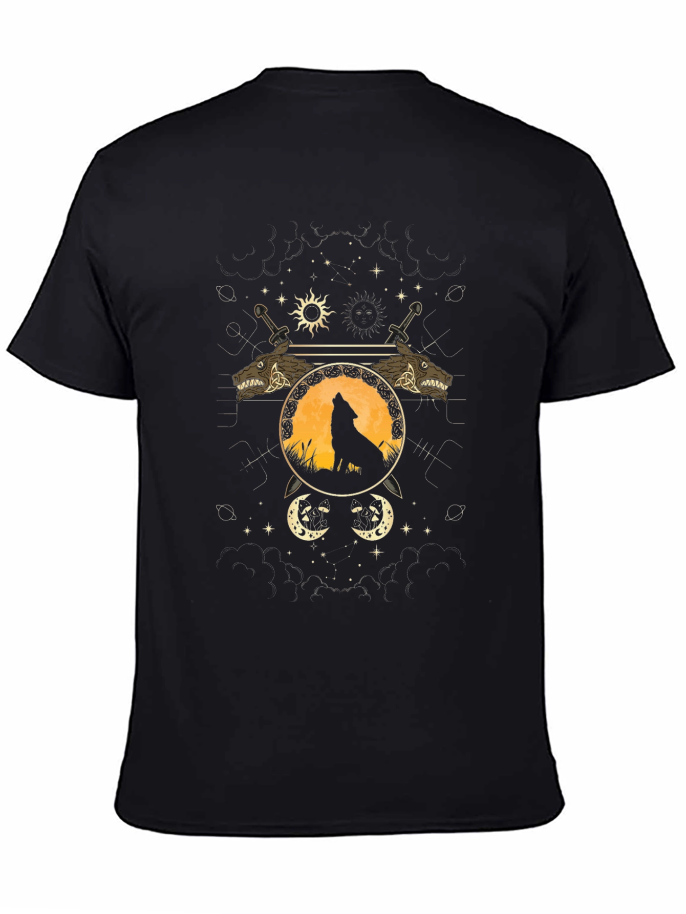 Wolf Moon Graphic Tee - Viking Swords