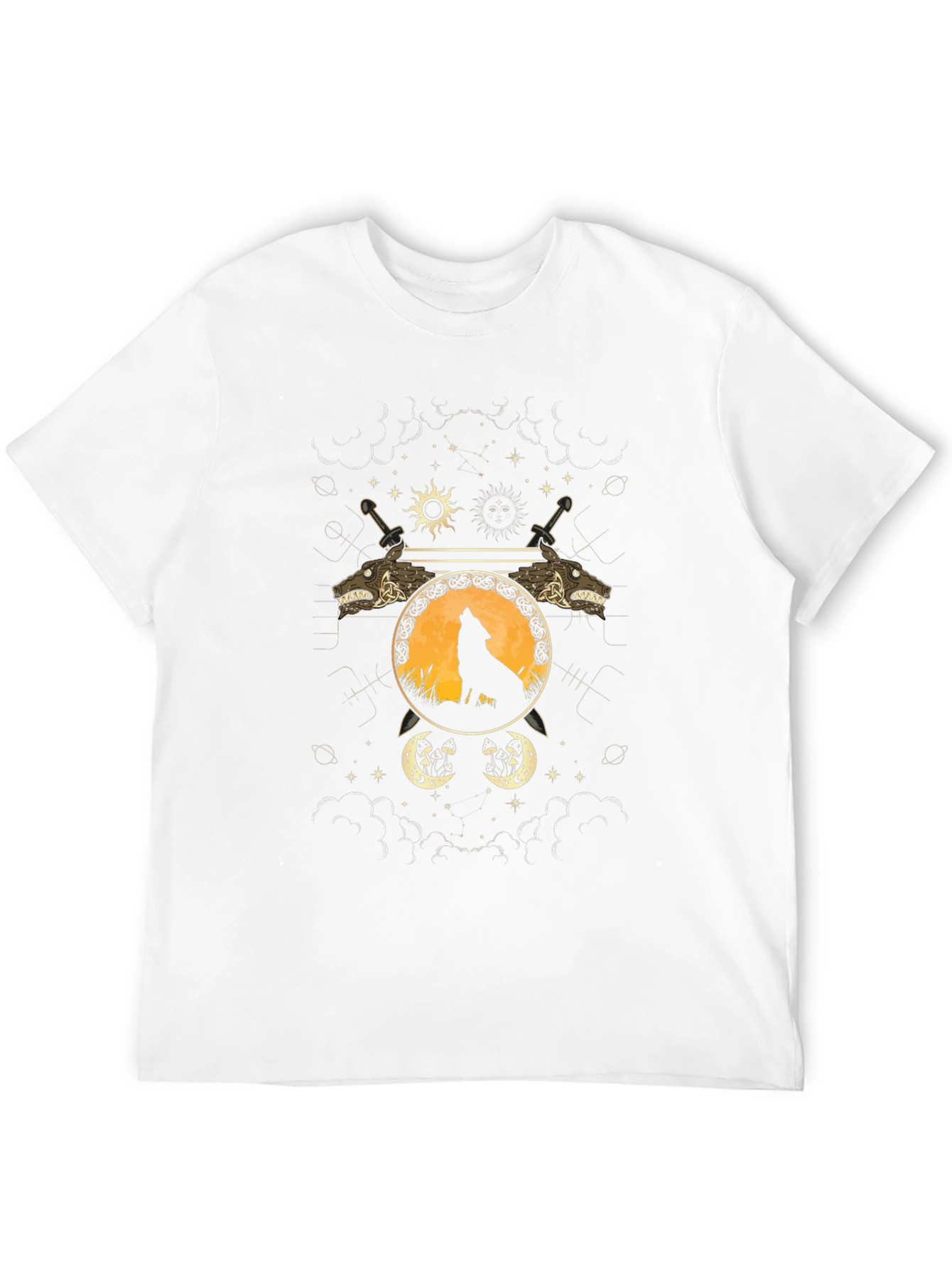 Wolf Moon Graphic Tee - Viking Swords