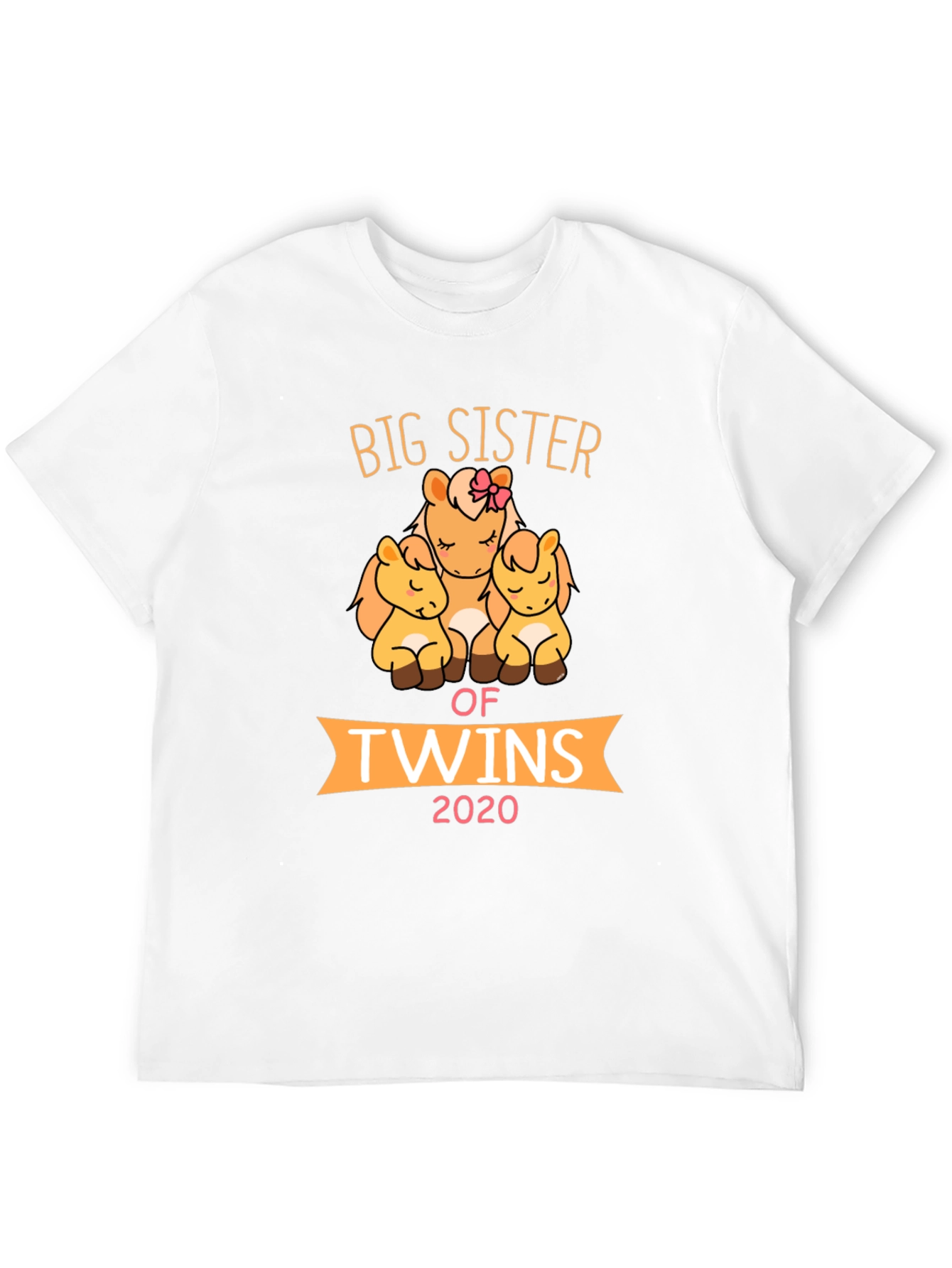 Big Sister of Twins T-Shirt Cute Horses 2020