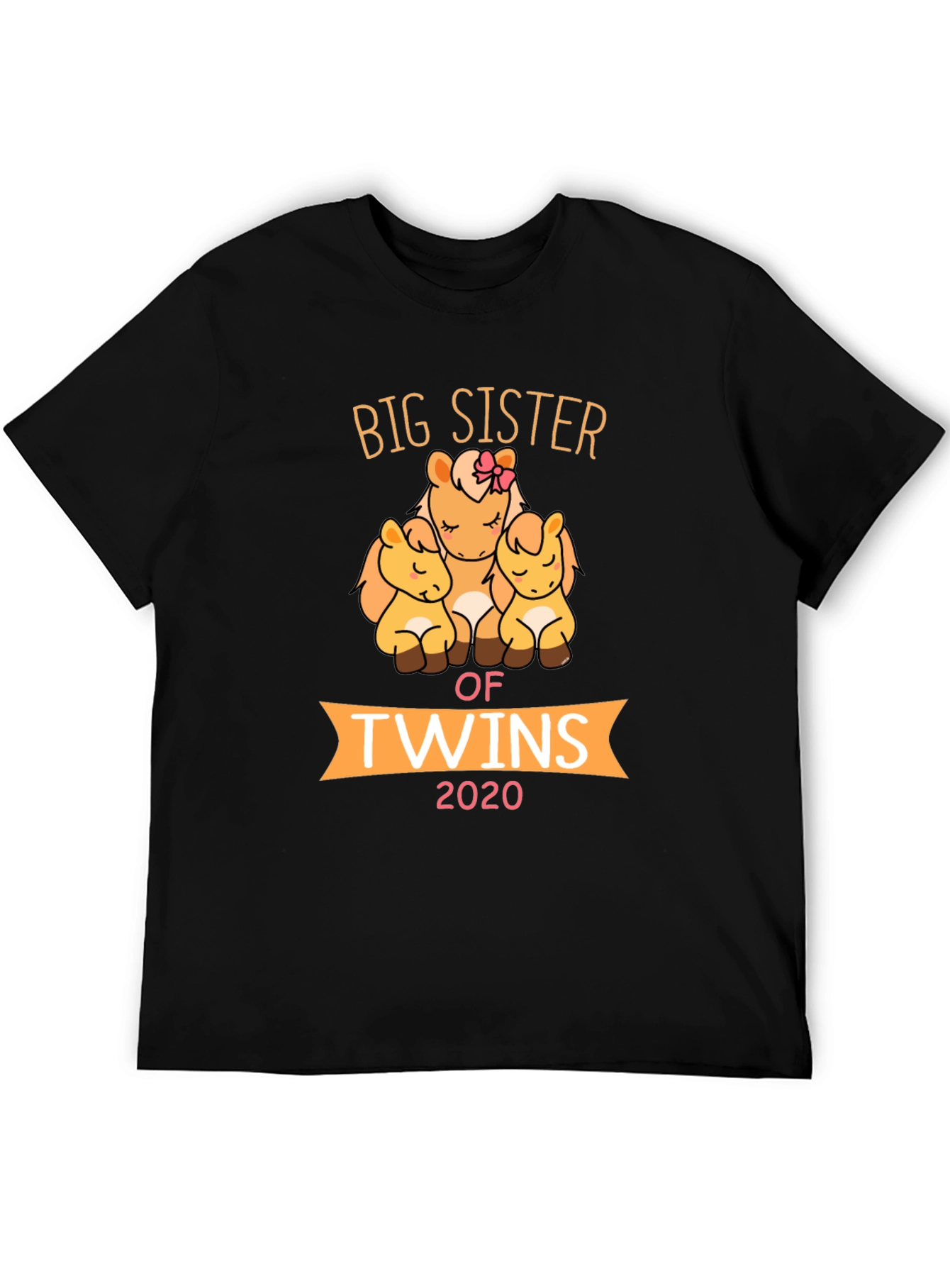 Big Sister of Twins T-Shirt Cute Horses 2020