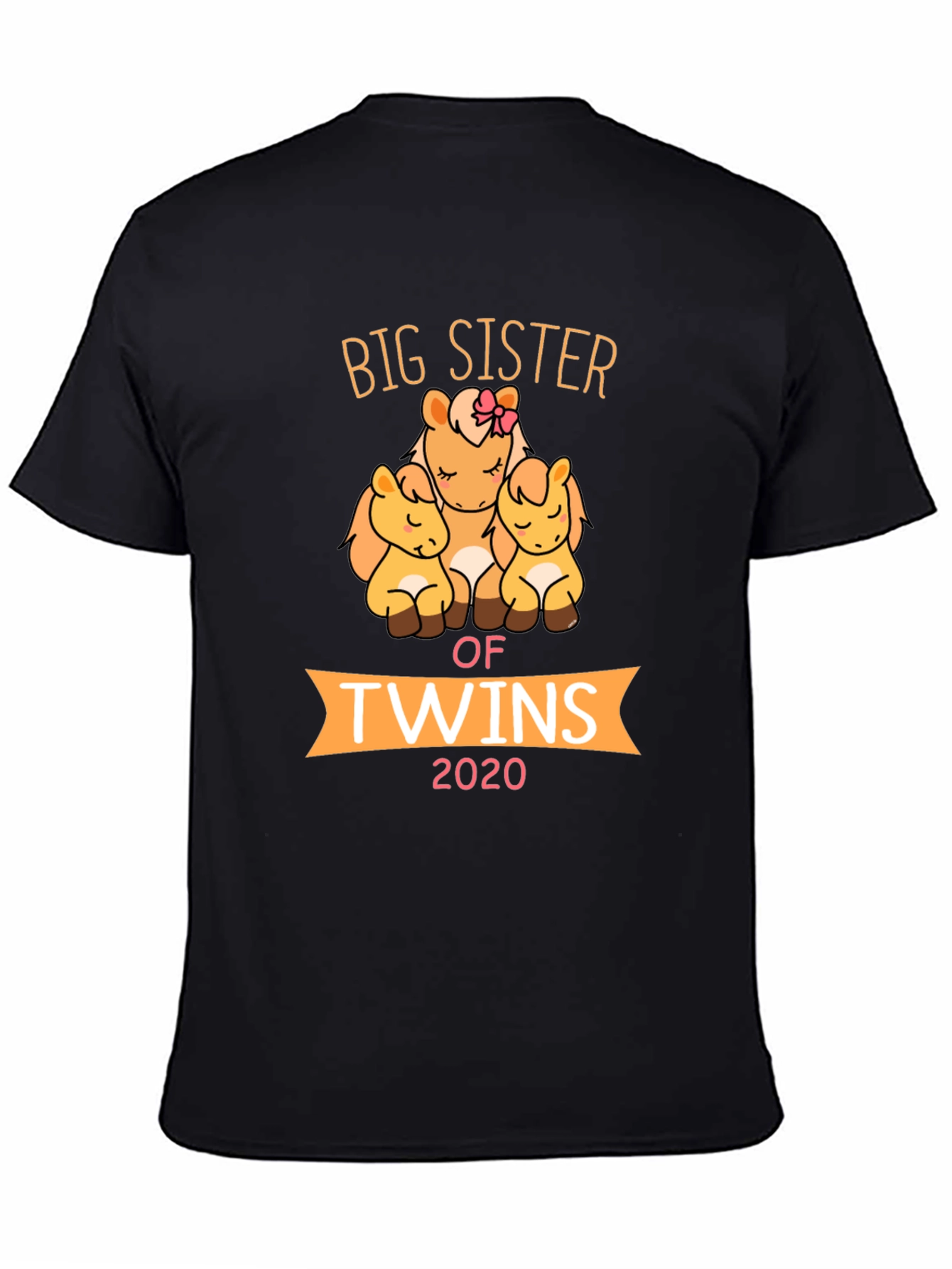 Big Sister of Twins T-Shirt Cute Horses 2020