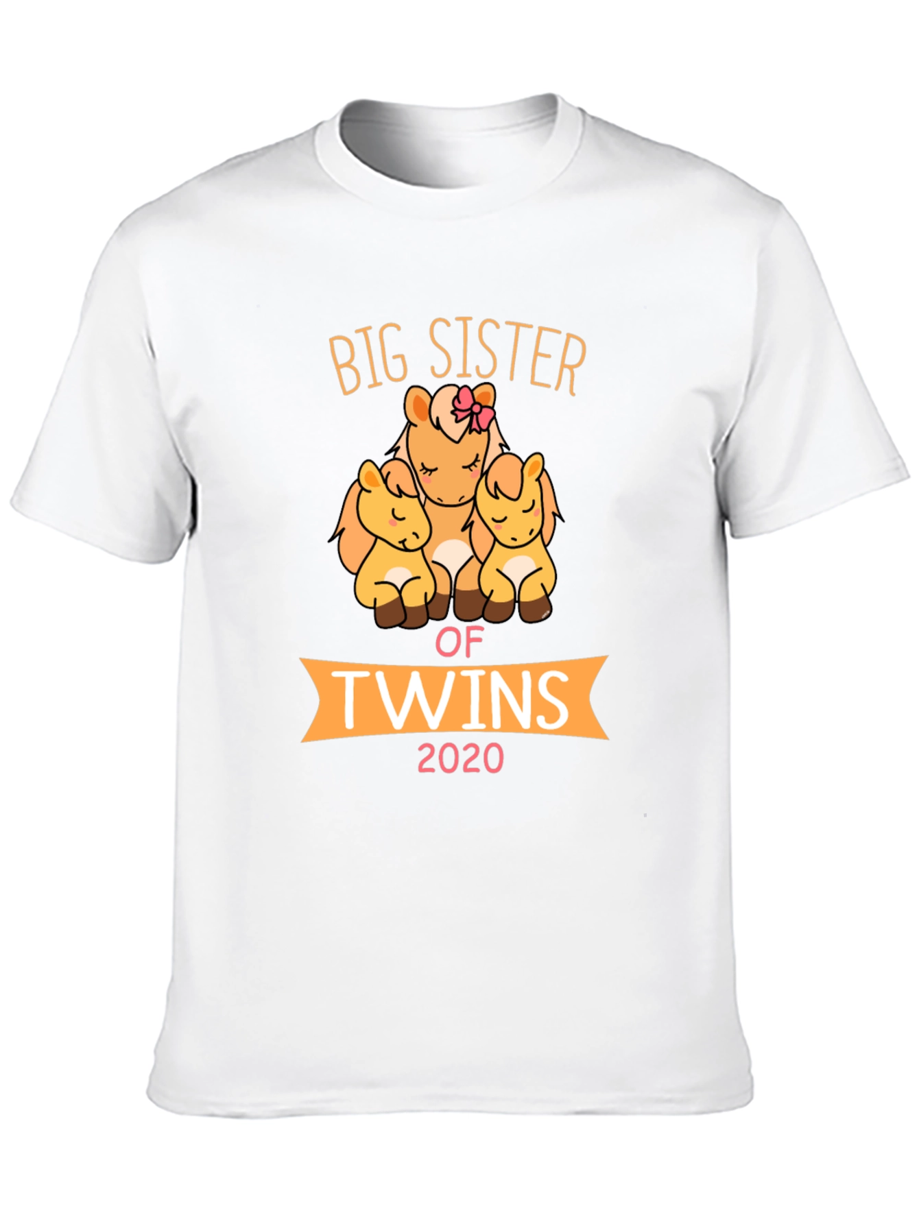 Big Sister of Twins T-Shirt Cute Horses 2020