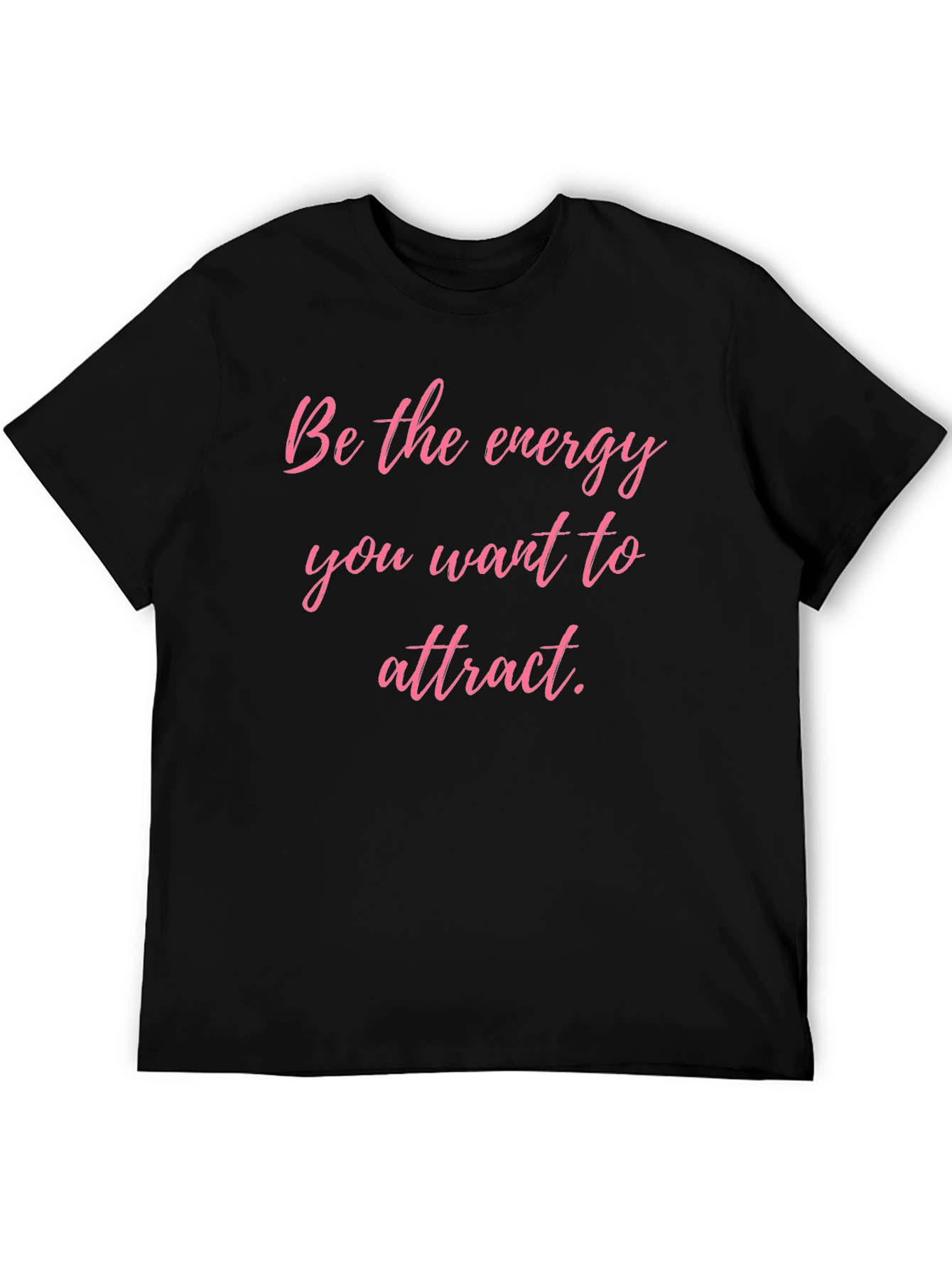 Energy Attract Pink Text Black T-Shirt