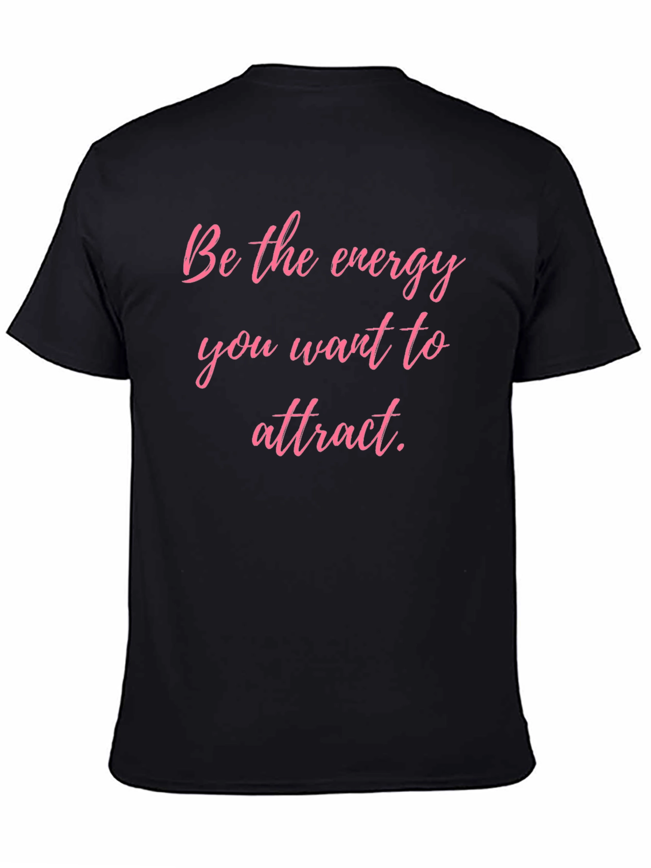Energy Attract Pink Text Black T-Shirt