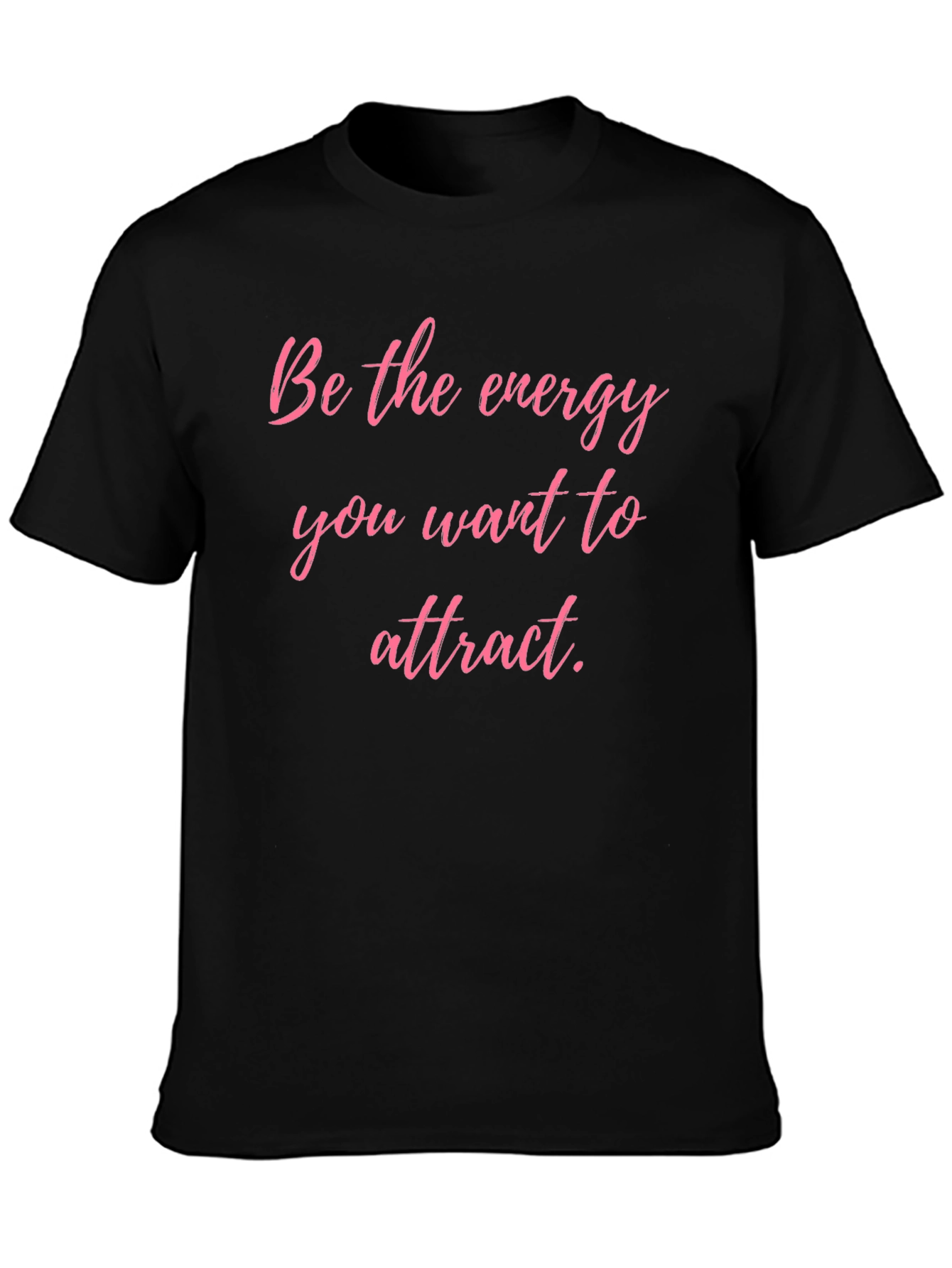 Energy Attract Pink Text Black T-Shirt