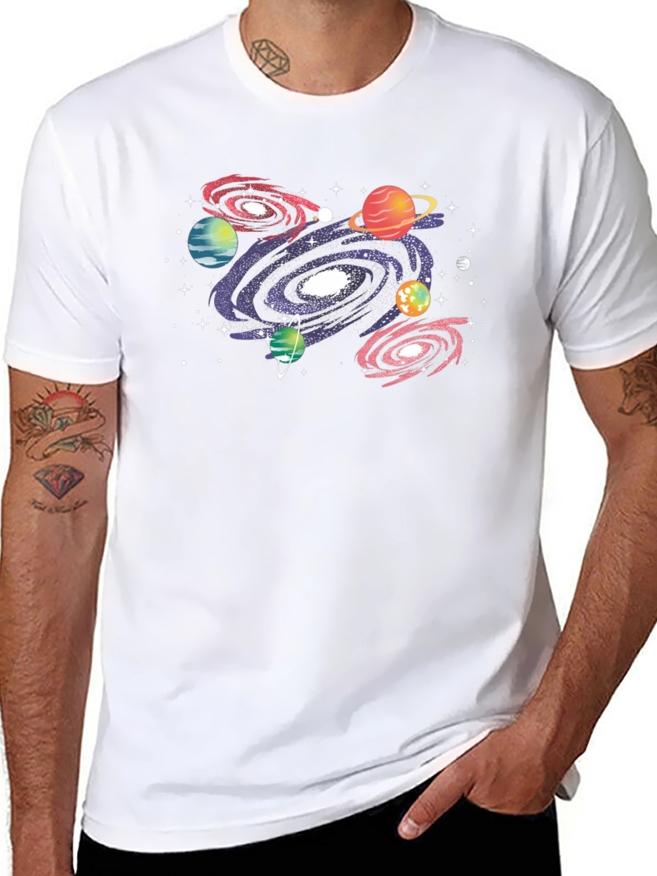 Galaxy Print Crew Neck T-Shirt