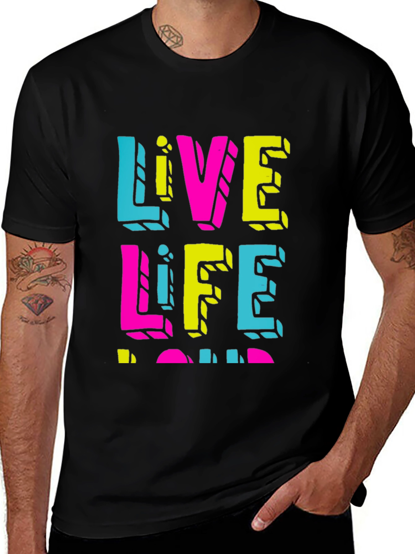 Live Life Loud Graphic Tee - Black Casual Shirt