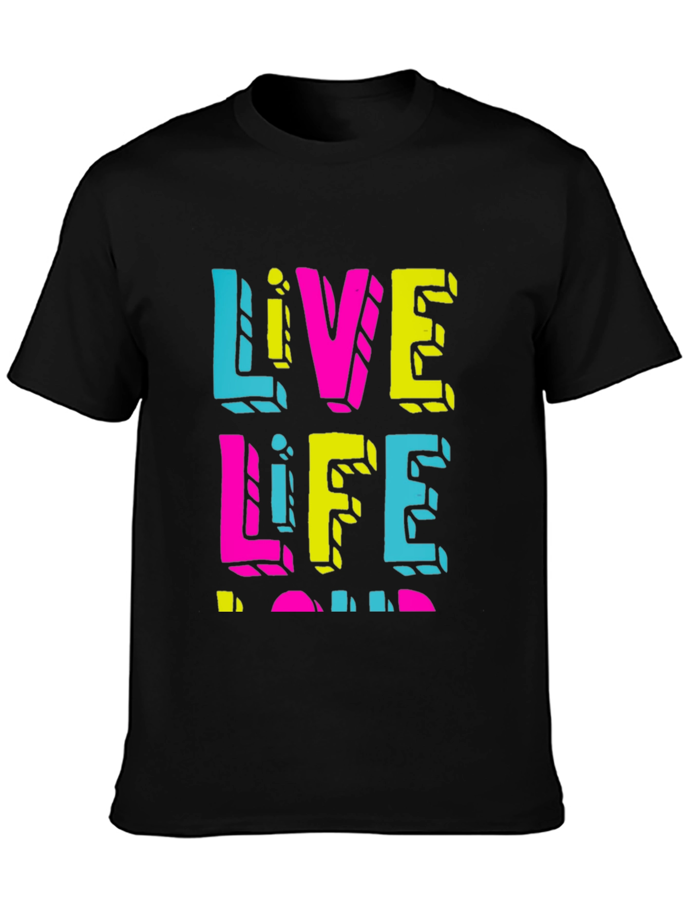Live Life Loud Graphic Tee - Black Casual Shirt