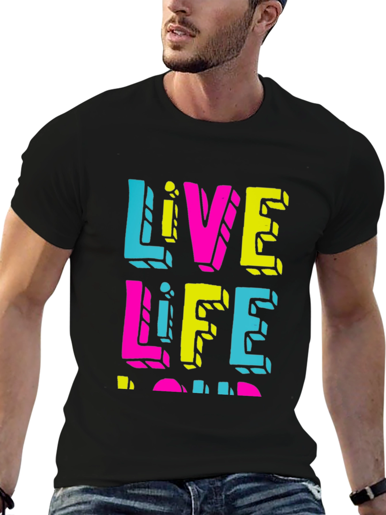 Live Life Loud Graphic Tee - Black Casual Shirt