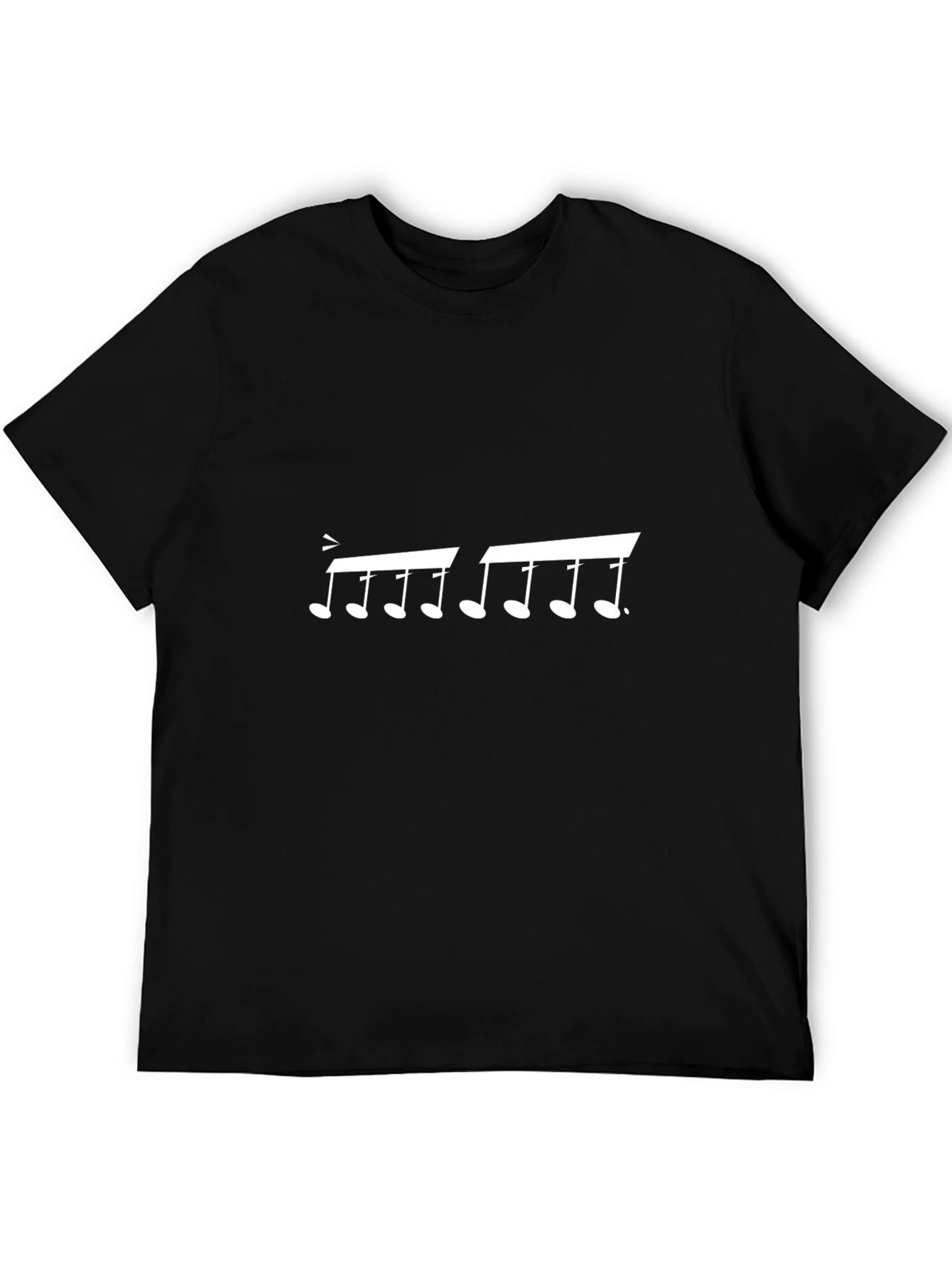 Music Notes Graphic Tee - Black Cotton T-Shirt