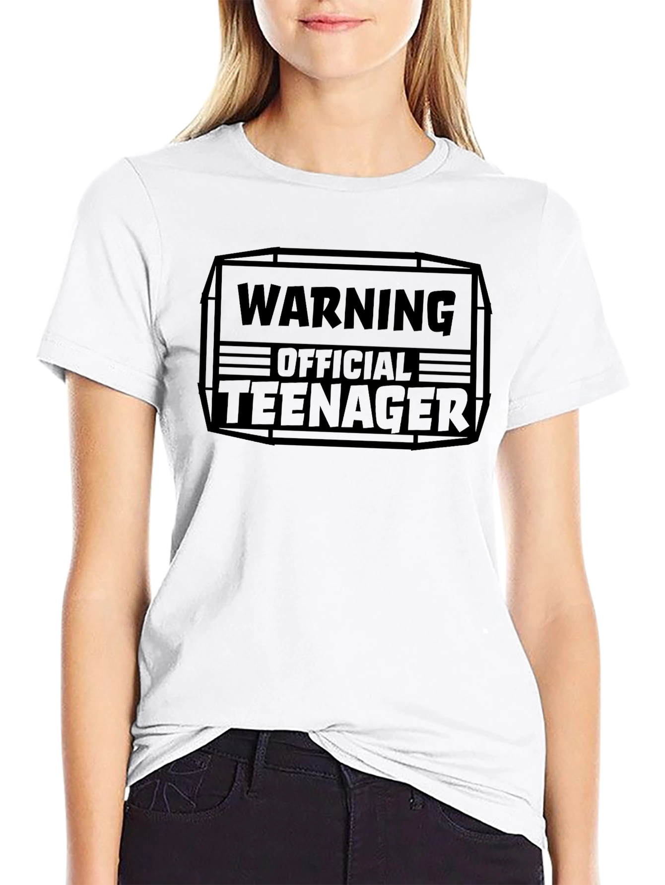 Warning Official Teenager Black Graphic Tee
