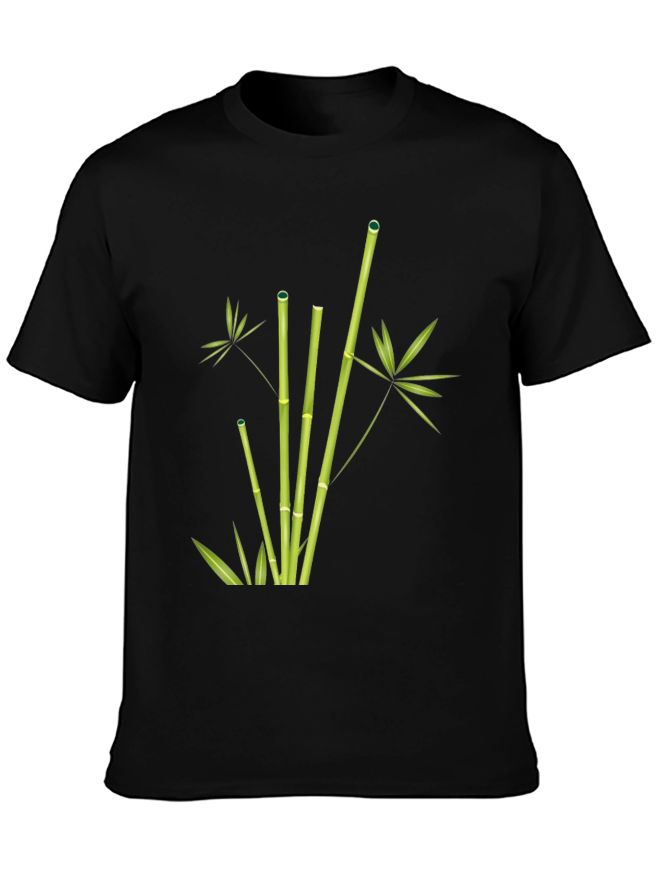 Bamboo Print Black T-Shirt