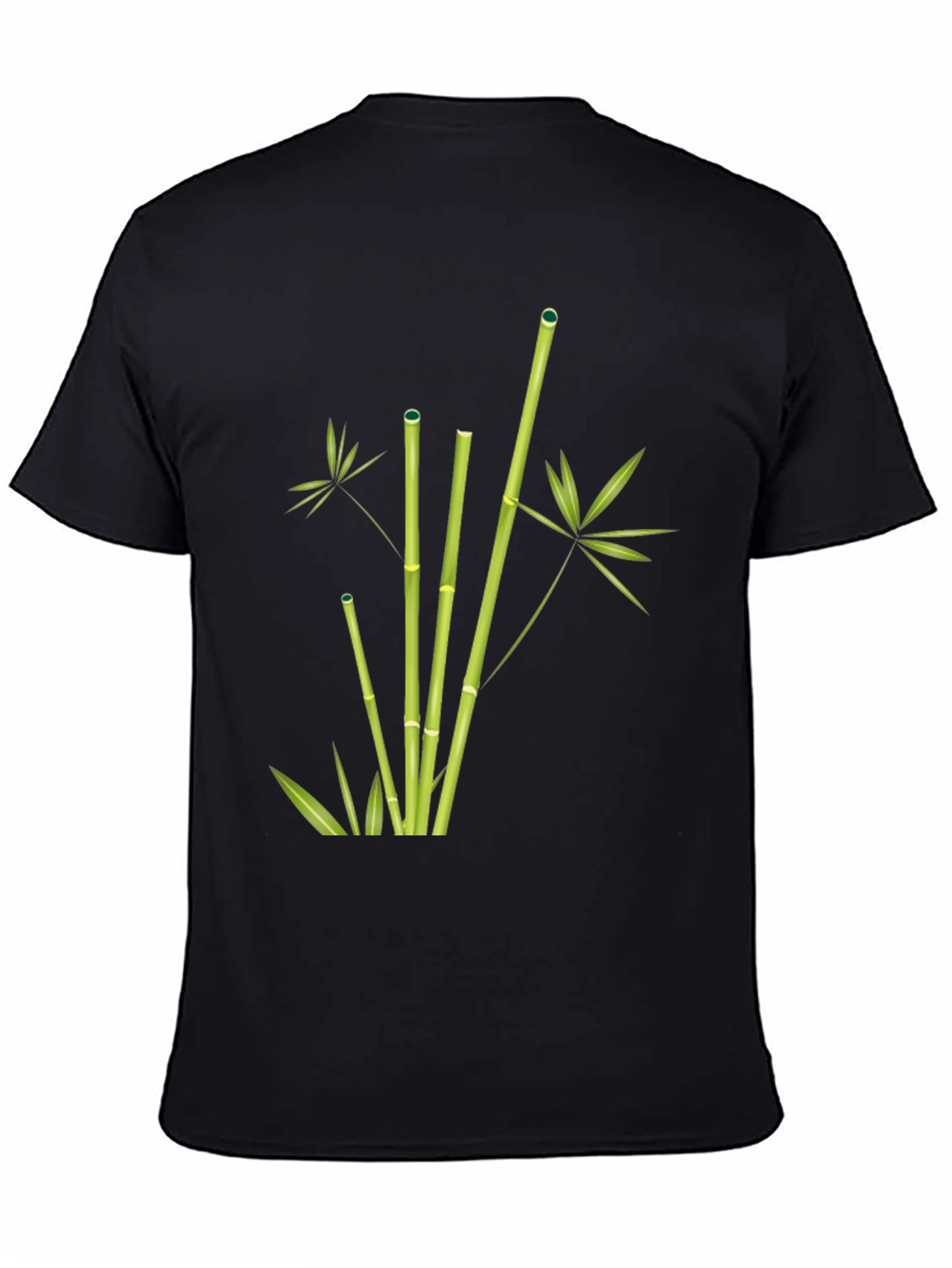 Bamboo Print Black T-Shirt