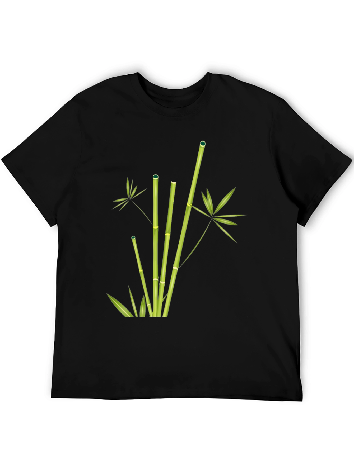 Bamboo Print Black T-Shirt