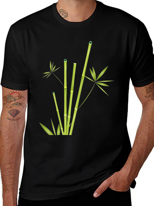 Bamboo Print Black T-Shirt