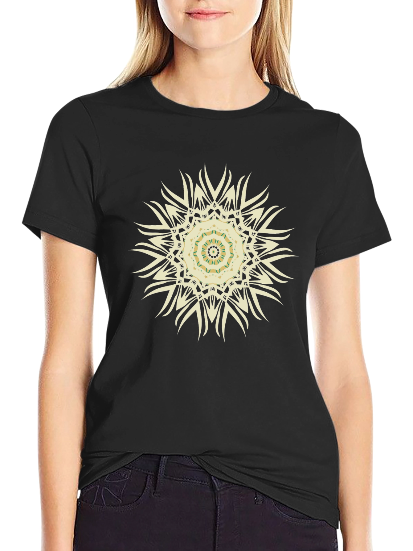 Boho Mandala Graphic Black T-Shirt