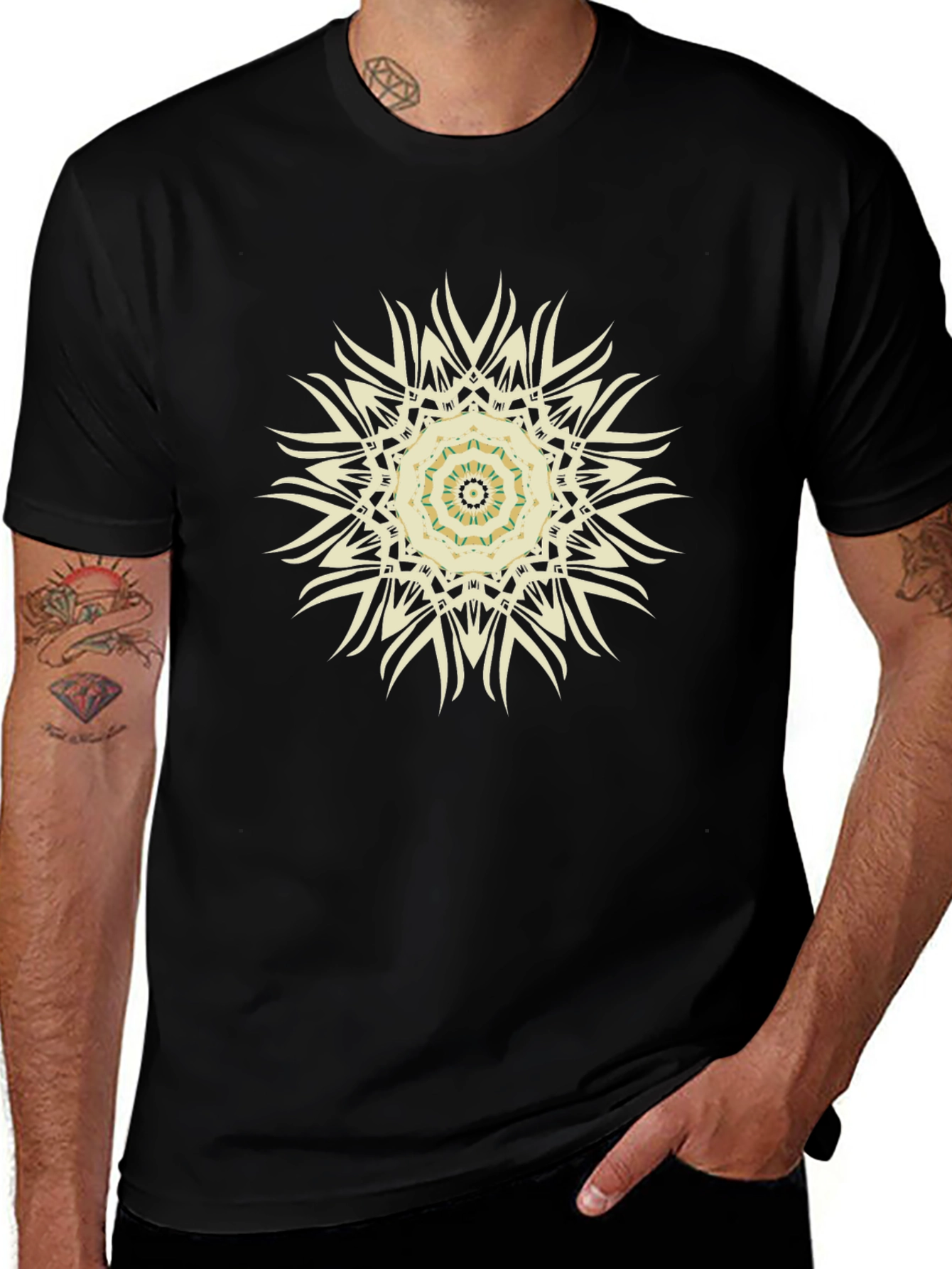 Boho Mandala Graphic Black T-Shirt
