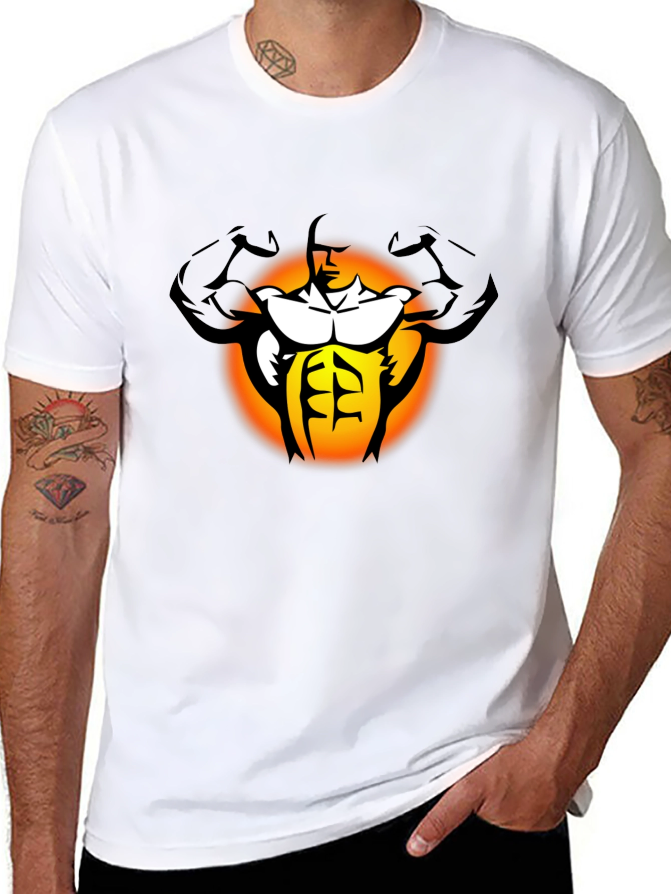 Muscle Man Graphic Black T-Shirt