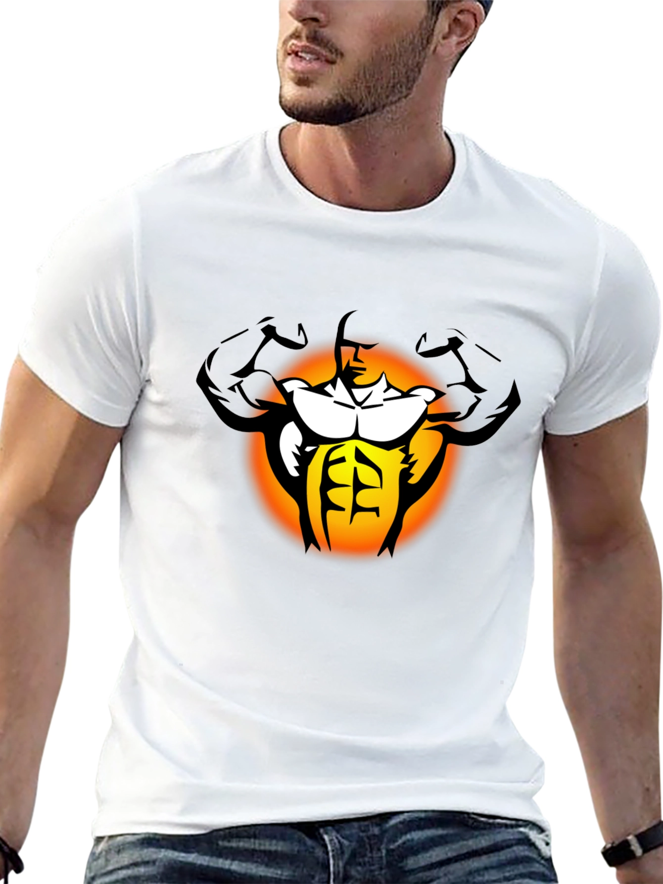 Muscle Man Graphic Black T-Shirt