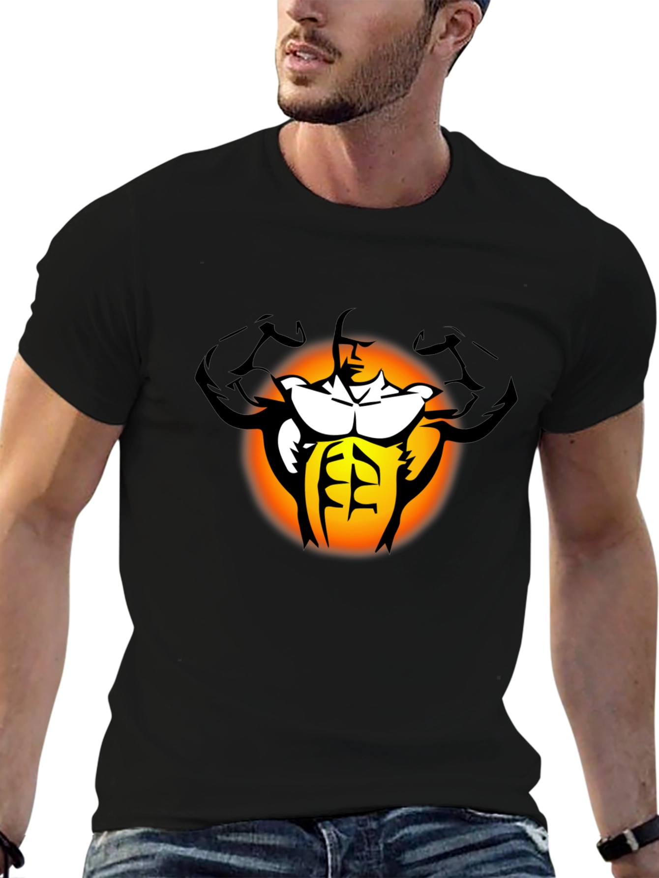 Muscle Man Graphic Black T-Shirt