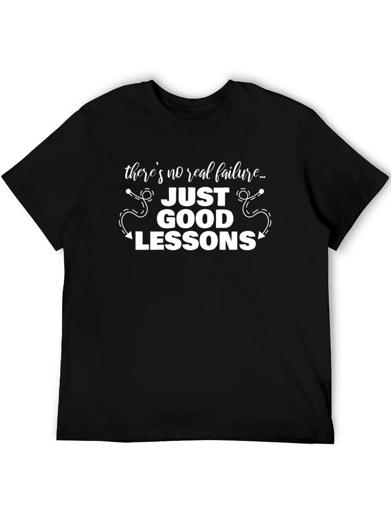 Inspirational Graphic T-Shirt: Just Good Lessons Black Cotton Tee