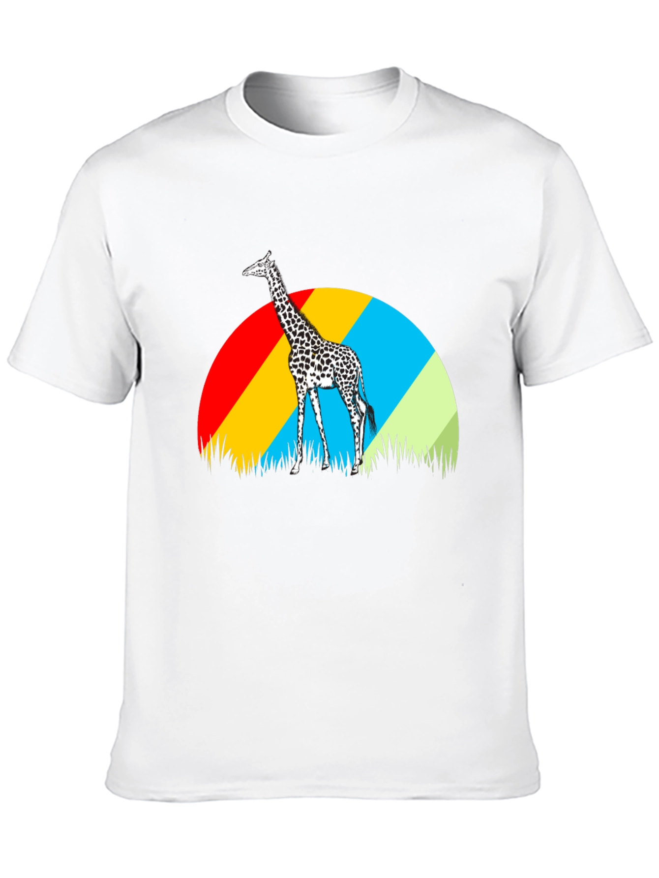 Giraffe Sunset Graphic Tee - Black Cotton T-Shirt