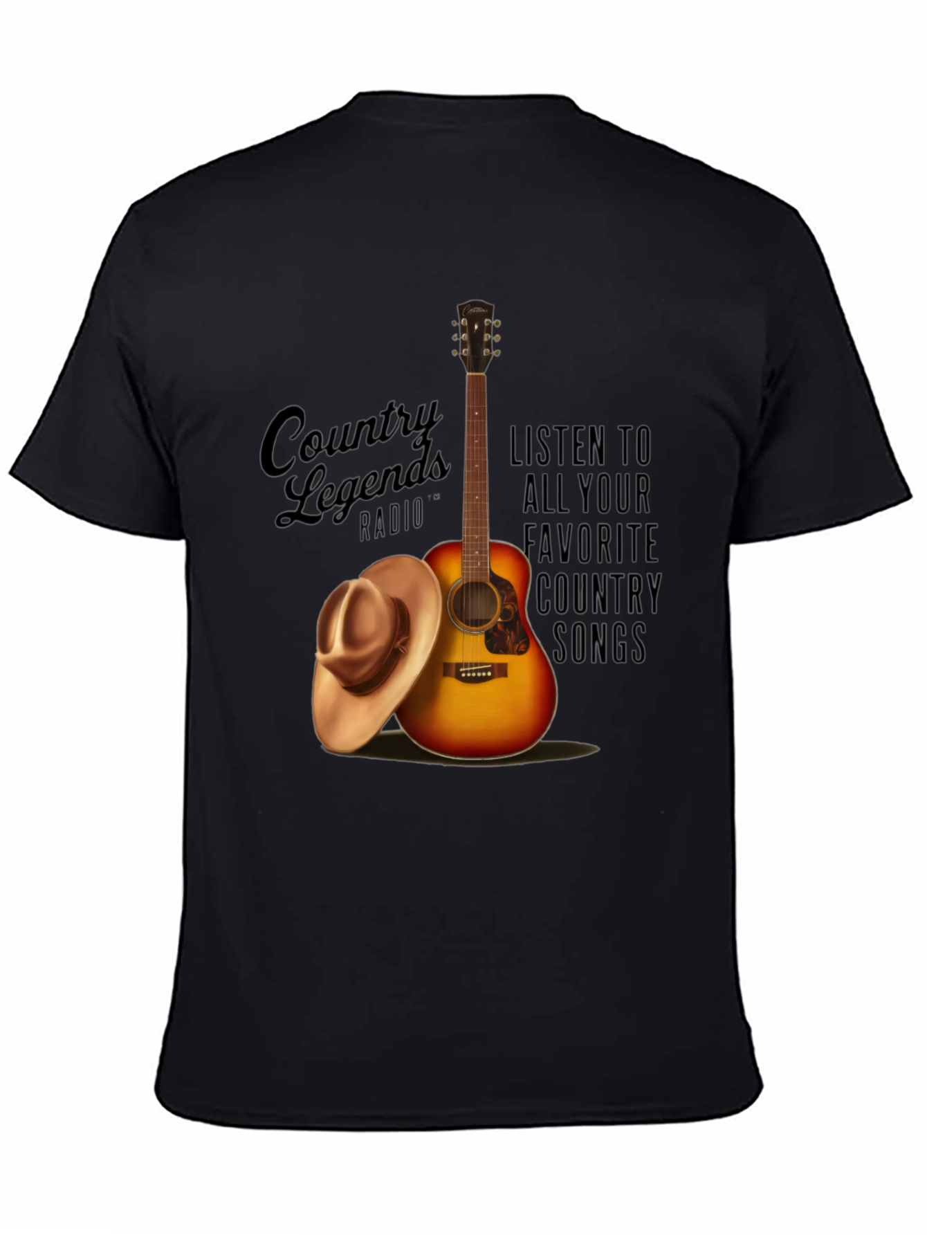 Country Legends Radio T-Shirt Guitar and Cowboy Hat Design