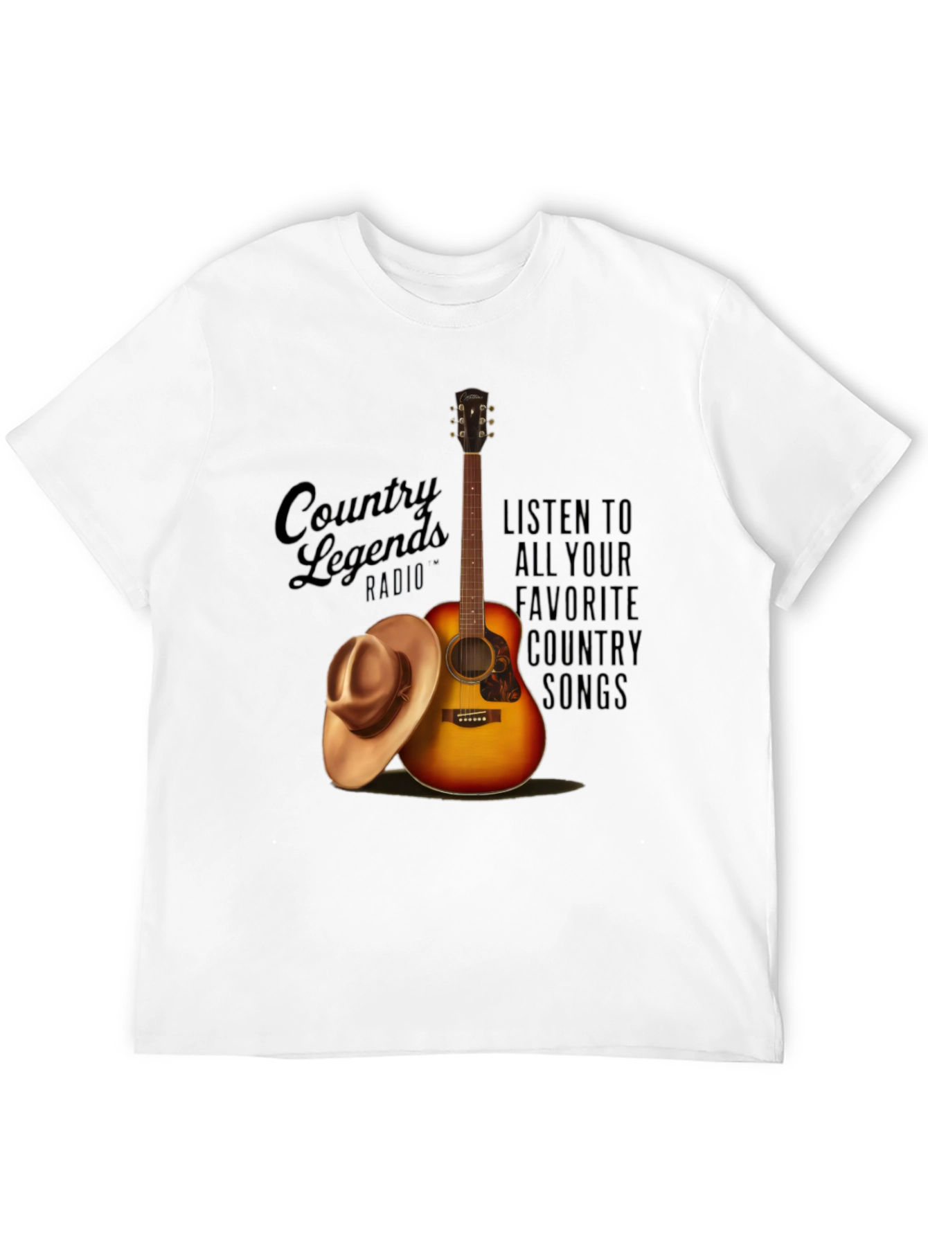 Country Legends Radio T-Shirt Guitar and Cowboy Hat Design