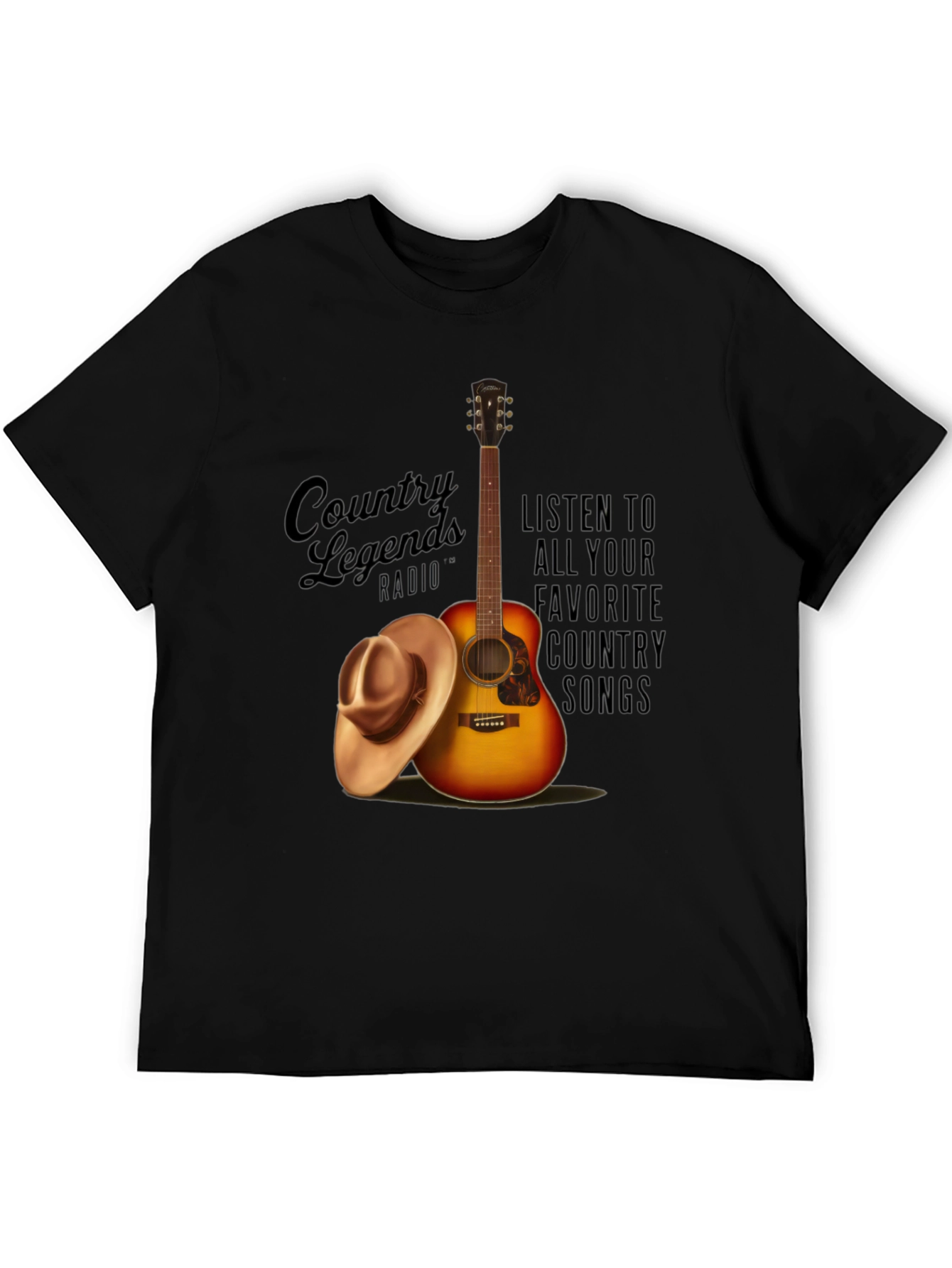 Country Legends Radio T-Shirt Guitar and Cowboy Hat Design