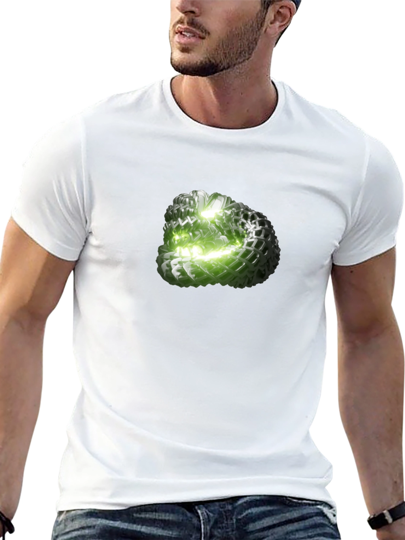 Abstract Green Orb Graphic Tee - Modern Design