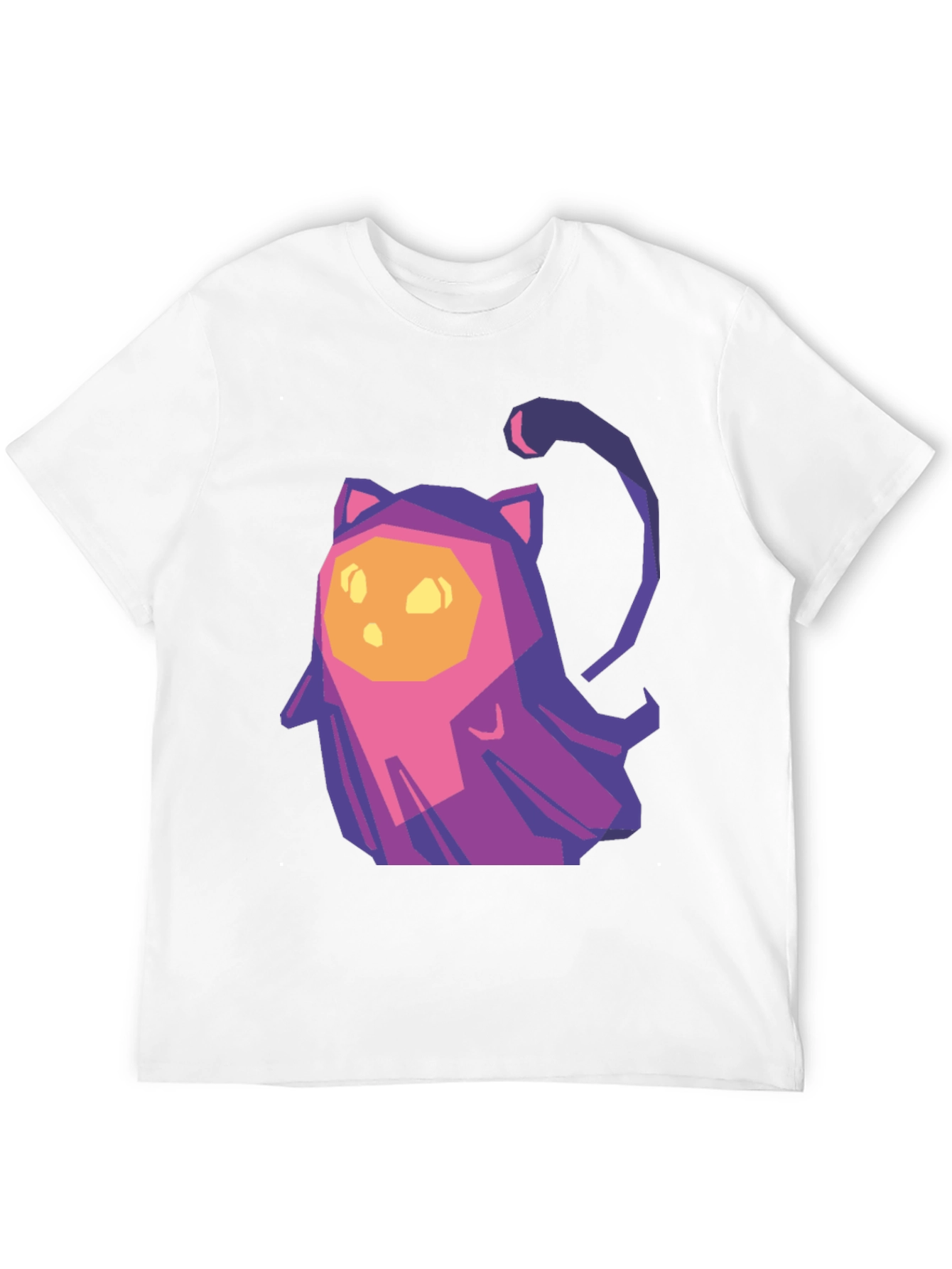 Geometric Cat T-Shirt - Black