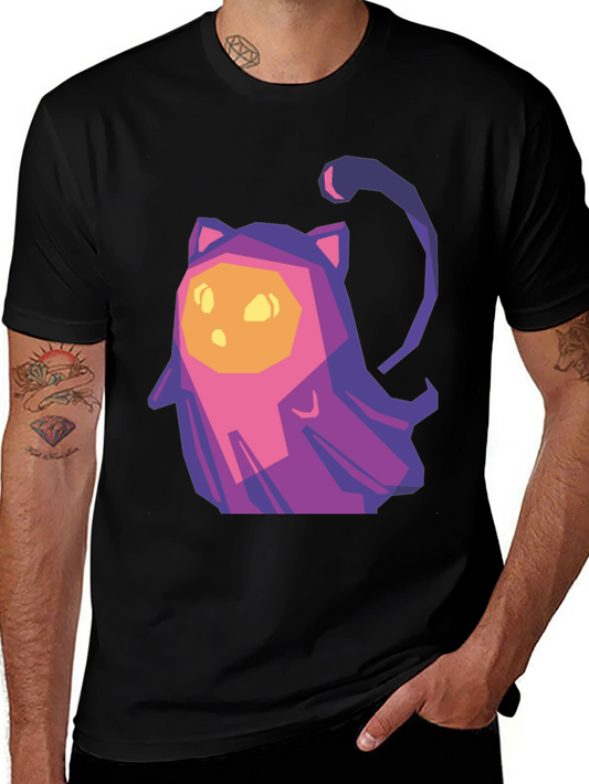 Geometric Cat T-Shirt - Black