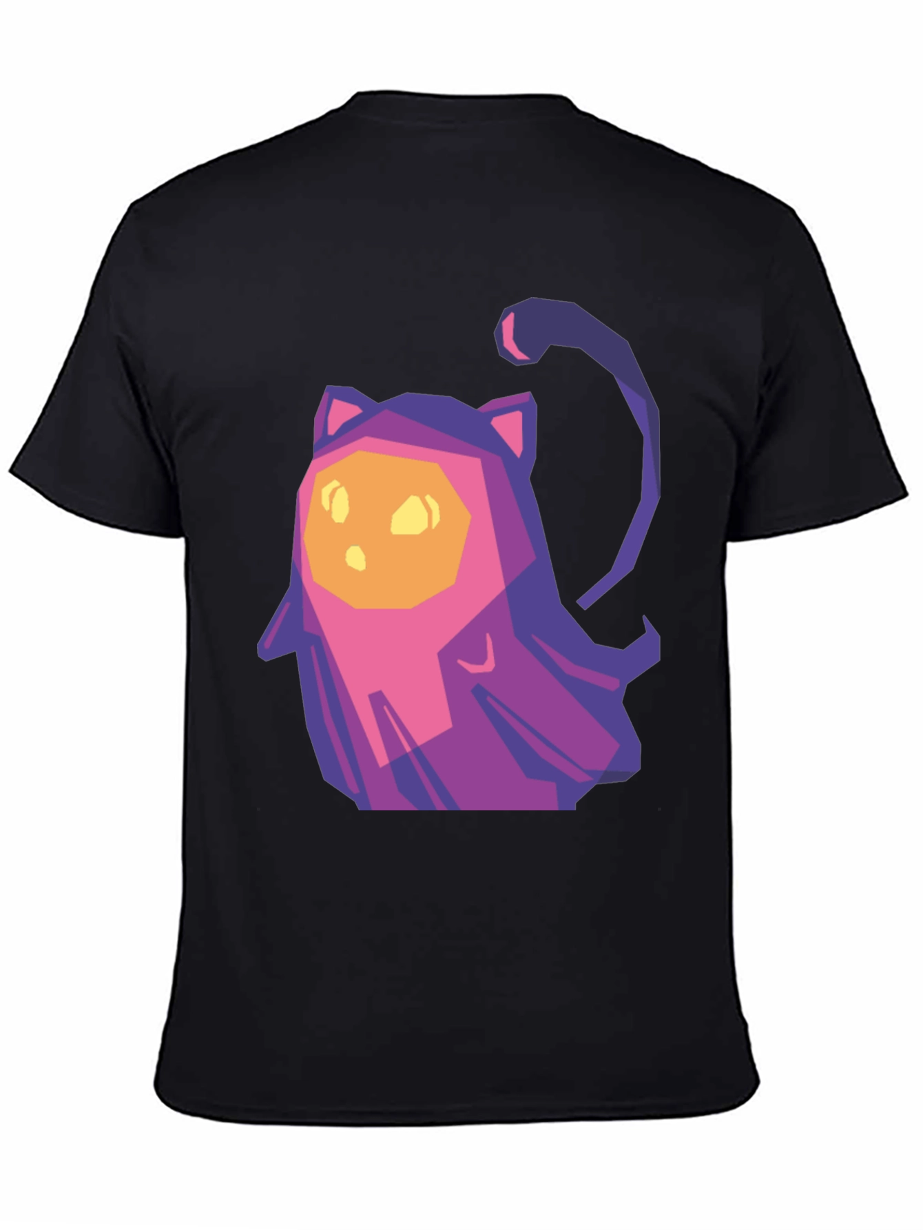 Geometric Cat T-Shirt - Black