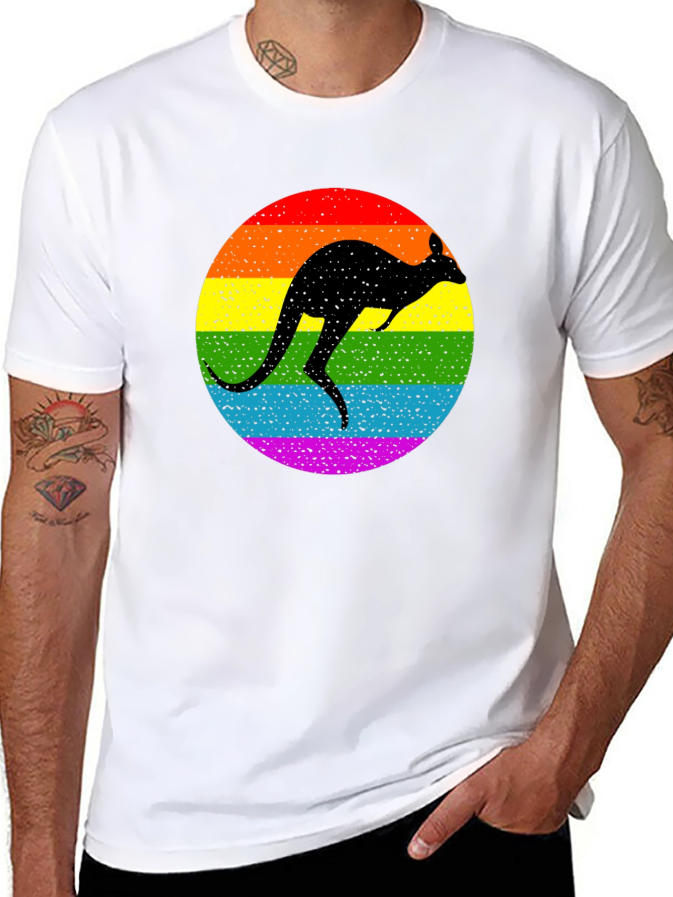 Kangaroo Pride T-Shirt - Rainbow Silhouette Design