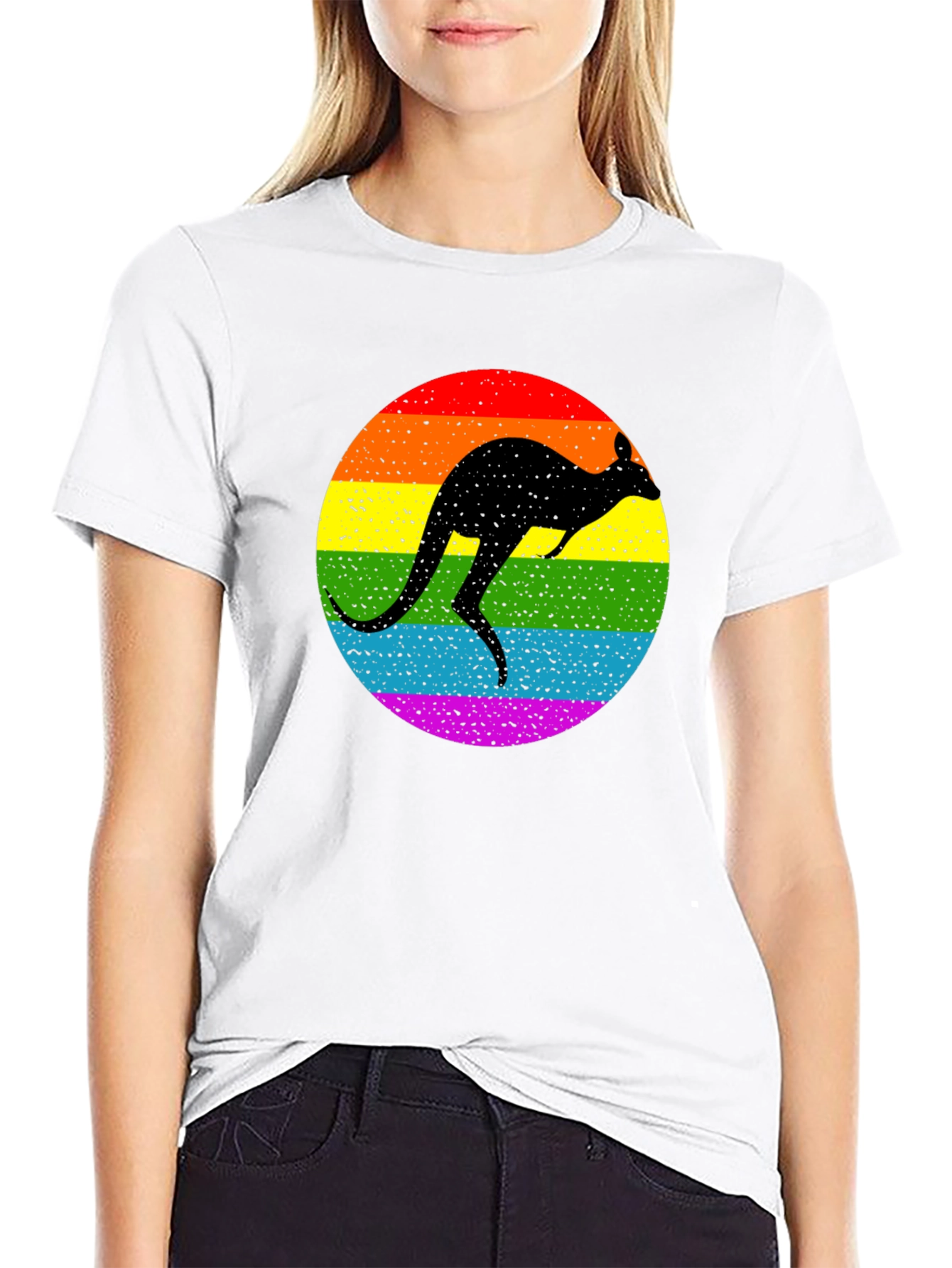 Kangaroo Pride T-Shirt - Rainbow Silhouette Design
