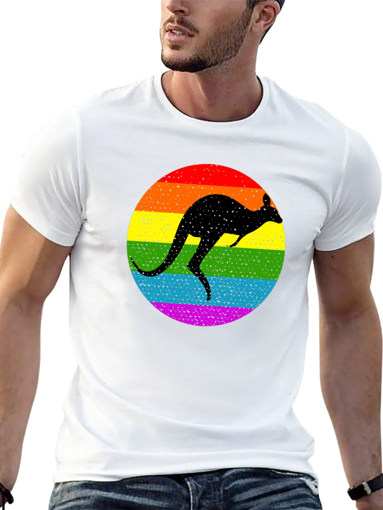 Kangaroo Pride T-Shirt - Rainbow Silhouette Design