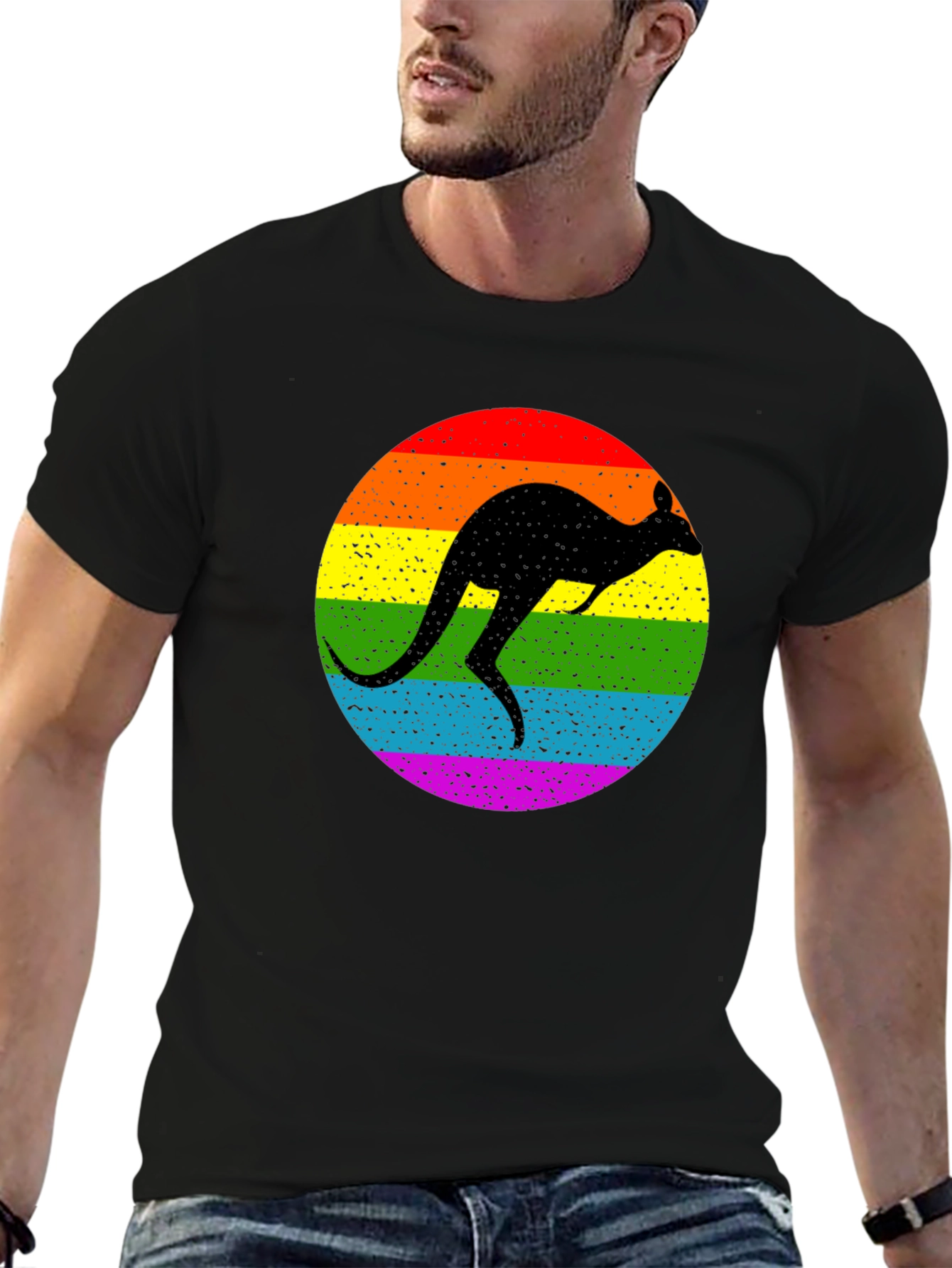 Kangaroo Pride T-Shirt - Rainbow Silhouette Design