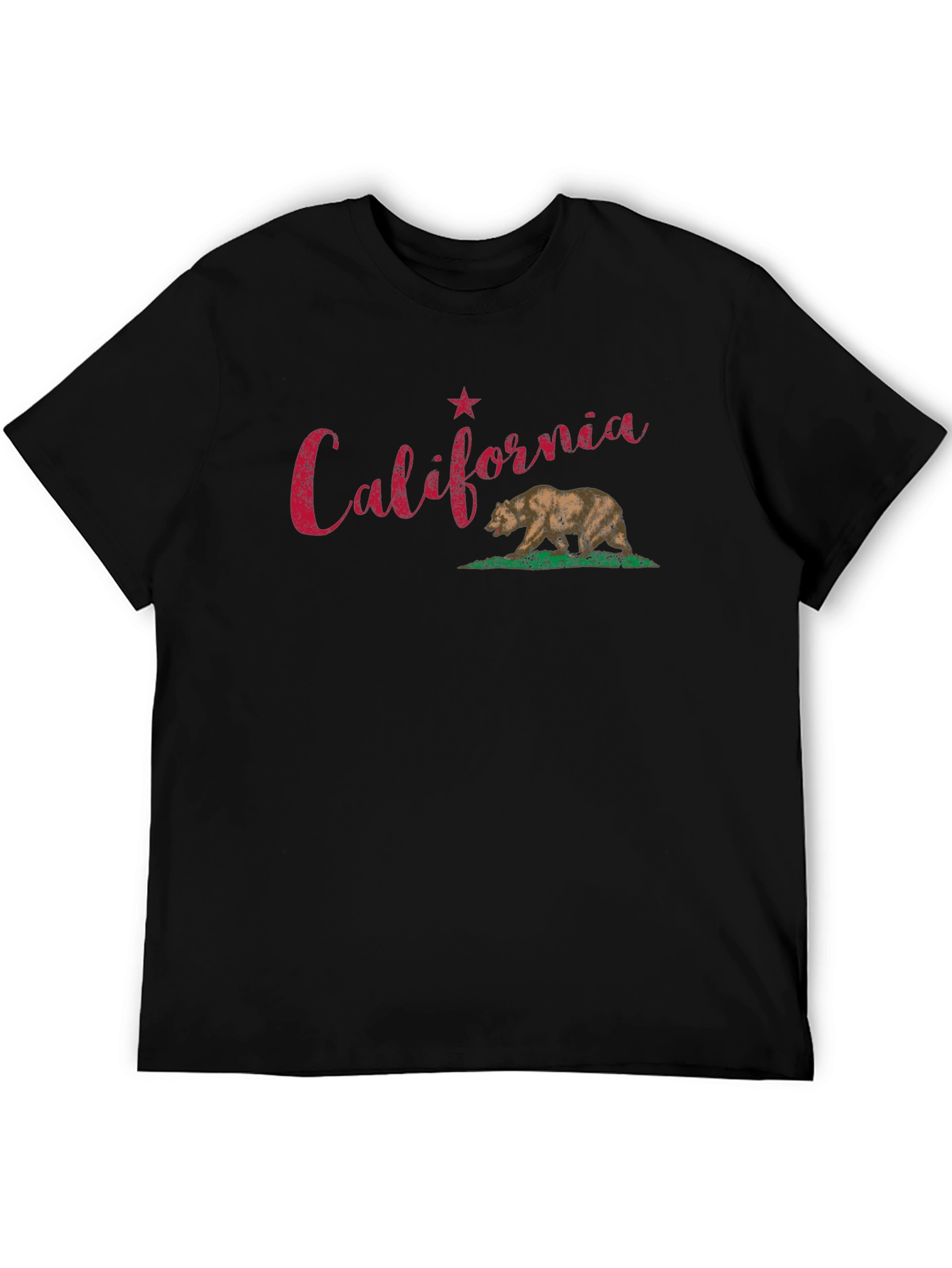 California Bear Graphic Tee - Black Cotton T-Shirt