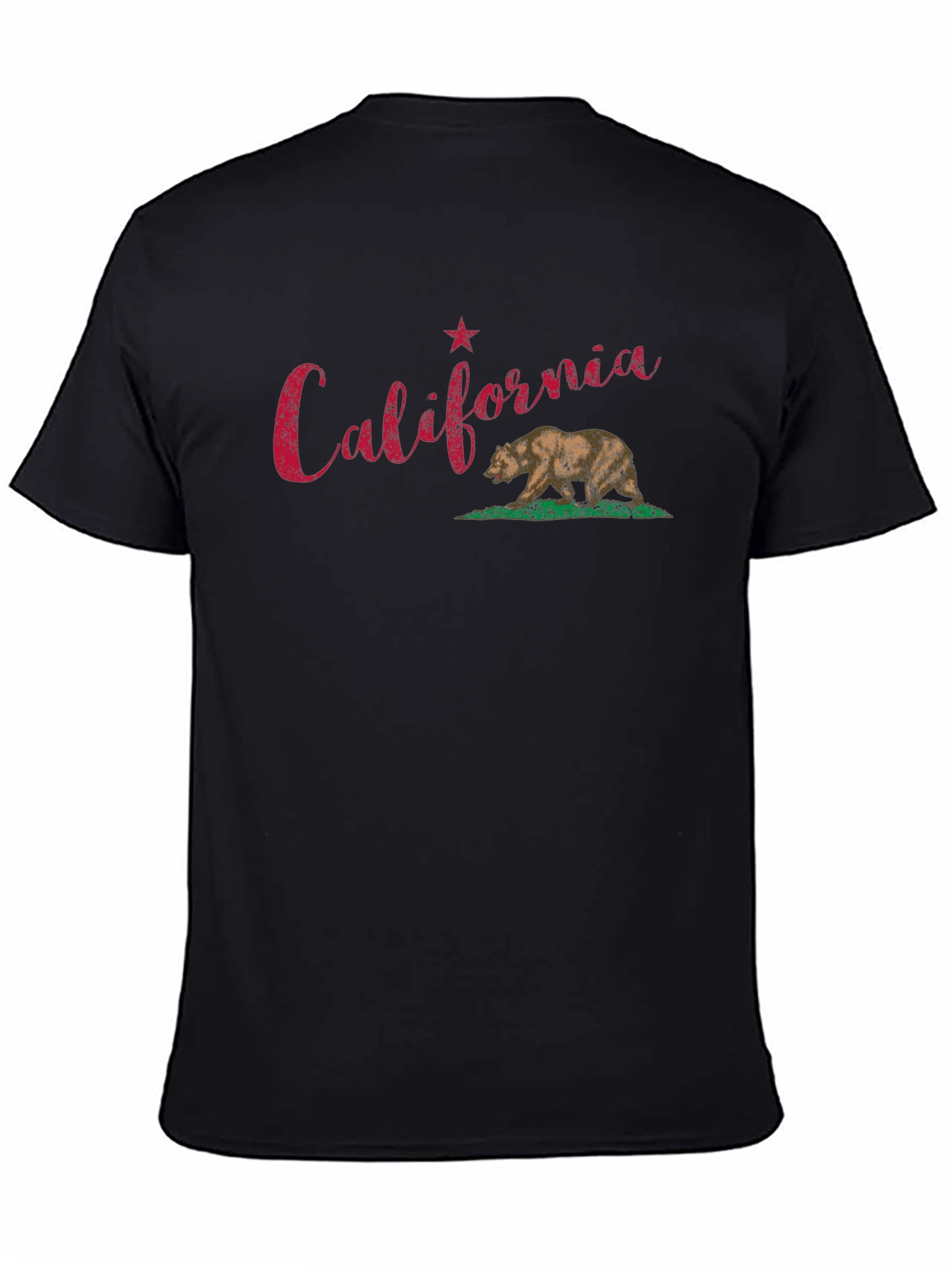 California Bear Graphic Tee - Black Cotton T-Shirt