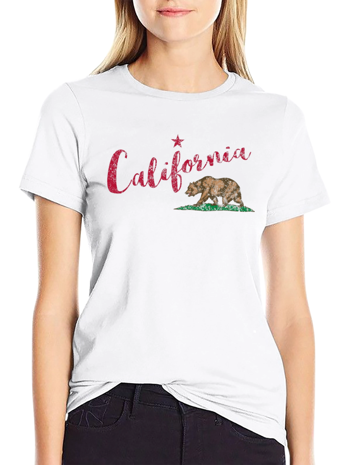 California Bear Graphic Tee - Black Cotton T-Shirt