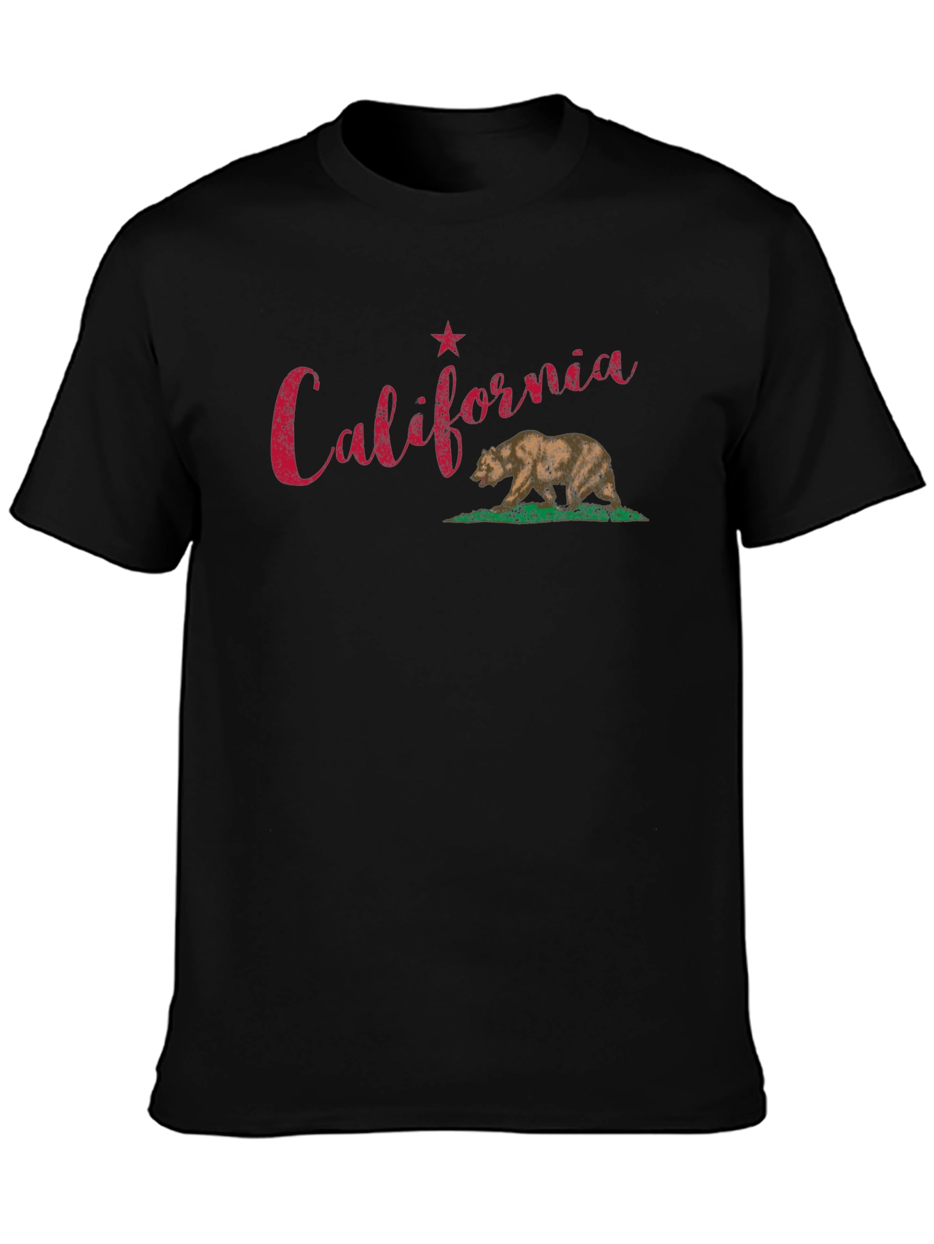 California Bear Graphic Tee - Black Cotton T-Shirt