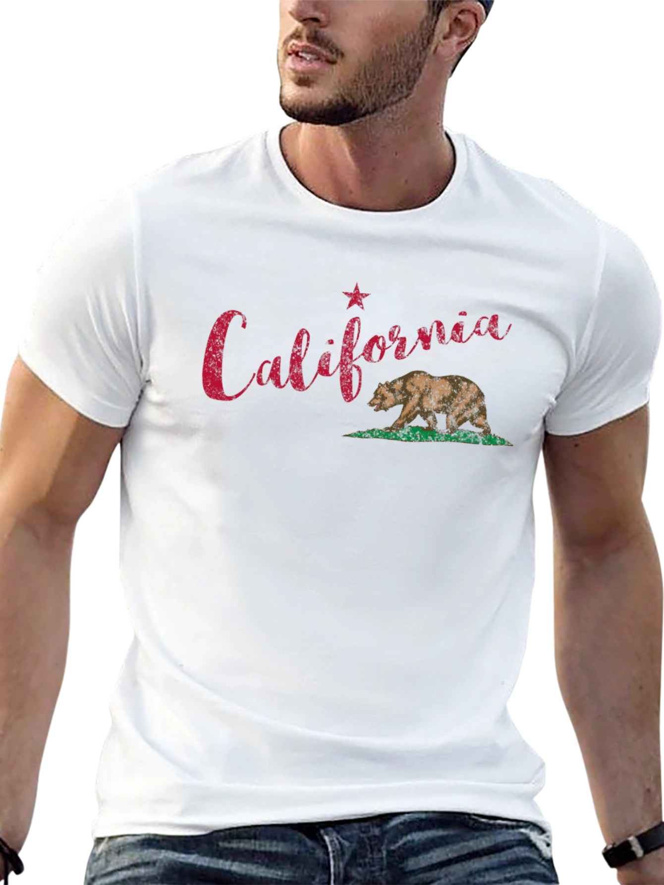 California Bear Graphic Tee - Black Cotton T-Shirt