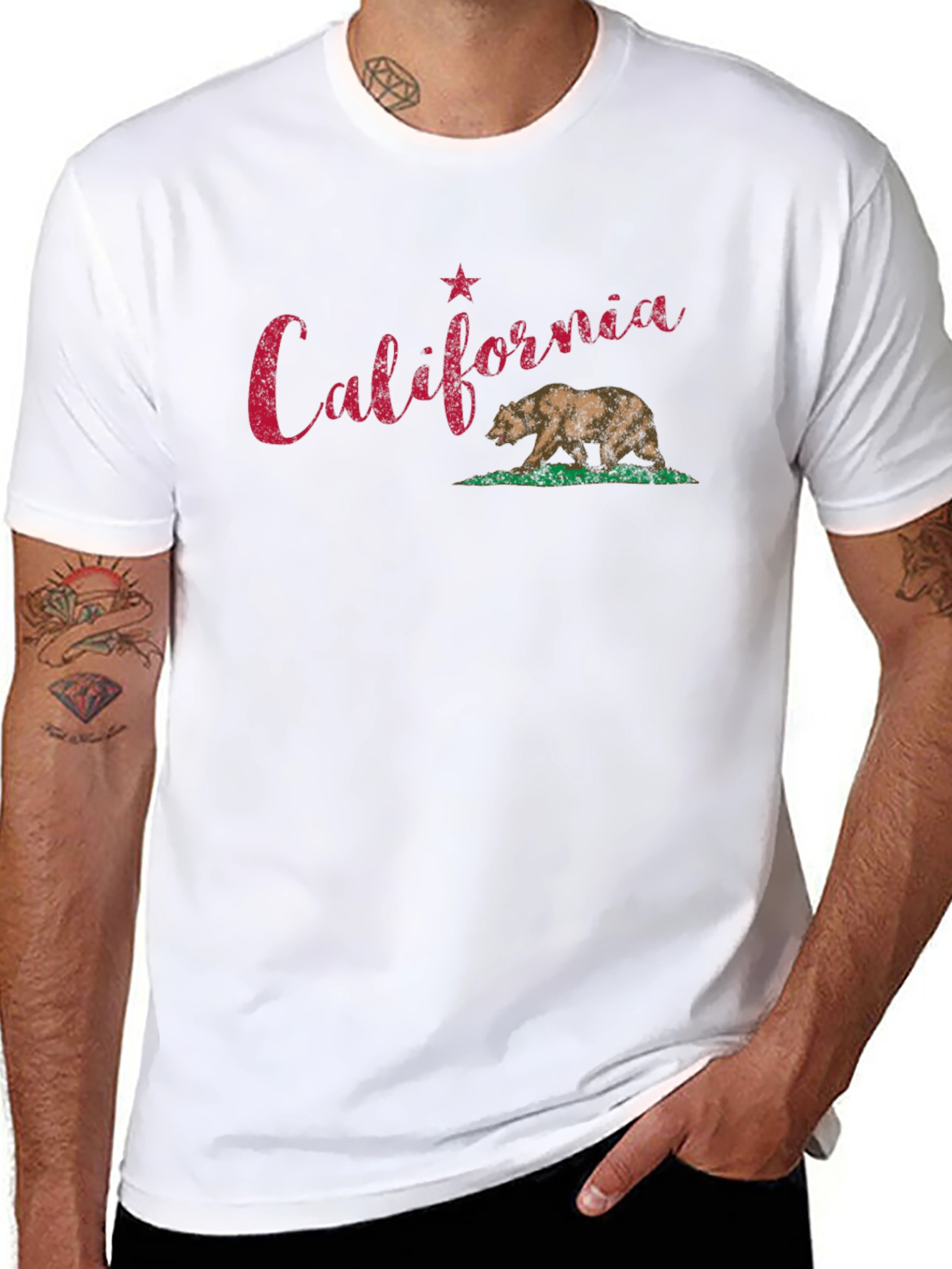 California Bear Graphic Tee - Black Cotton T-Shirt