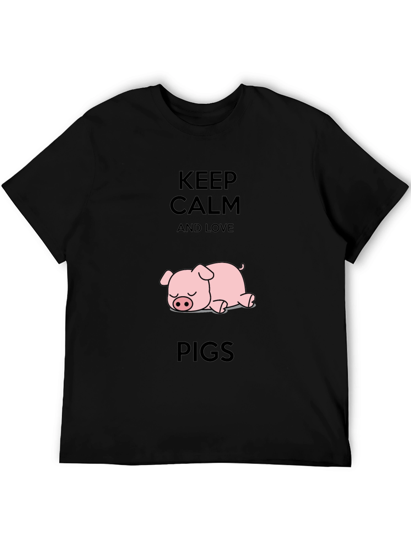 Keep Calm and Love Pigs Black T-Shirt