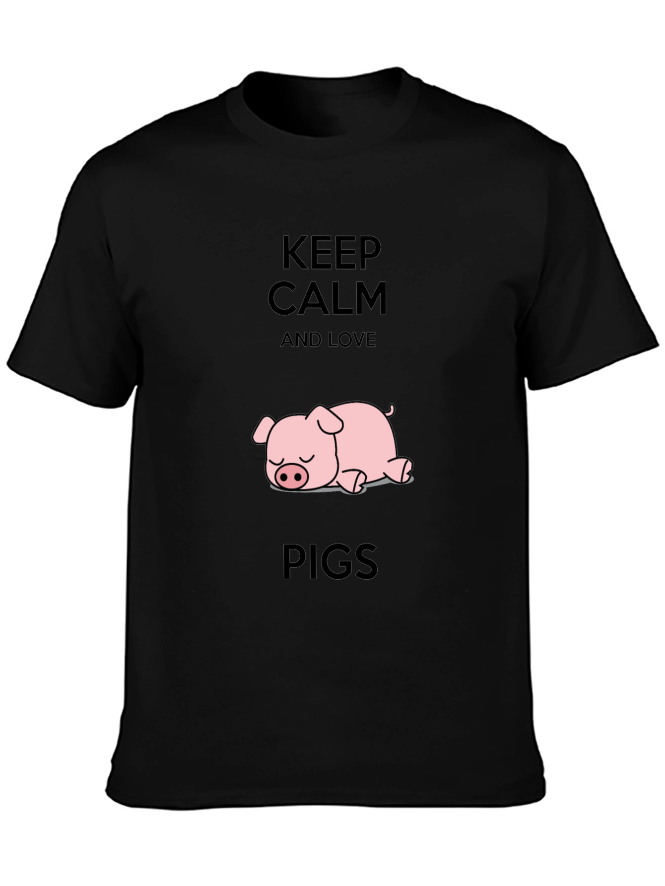 Keep Calm and Love Pigs Black T-Shirt