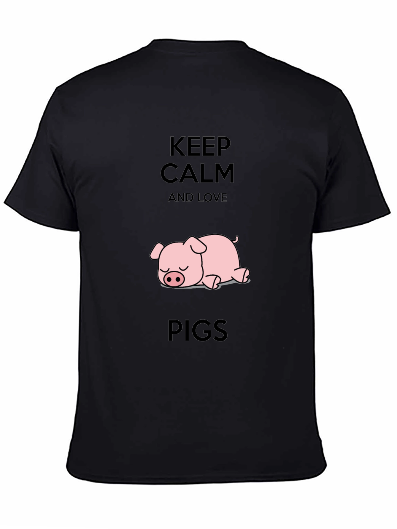 Keep Calm and Love Pigs Black T-Shirt