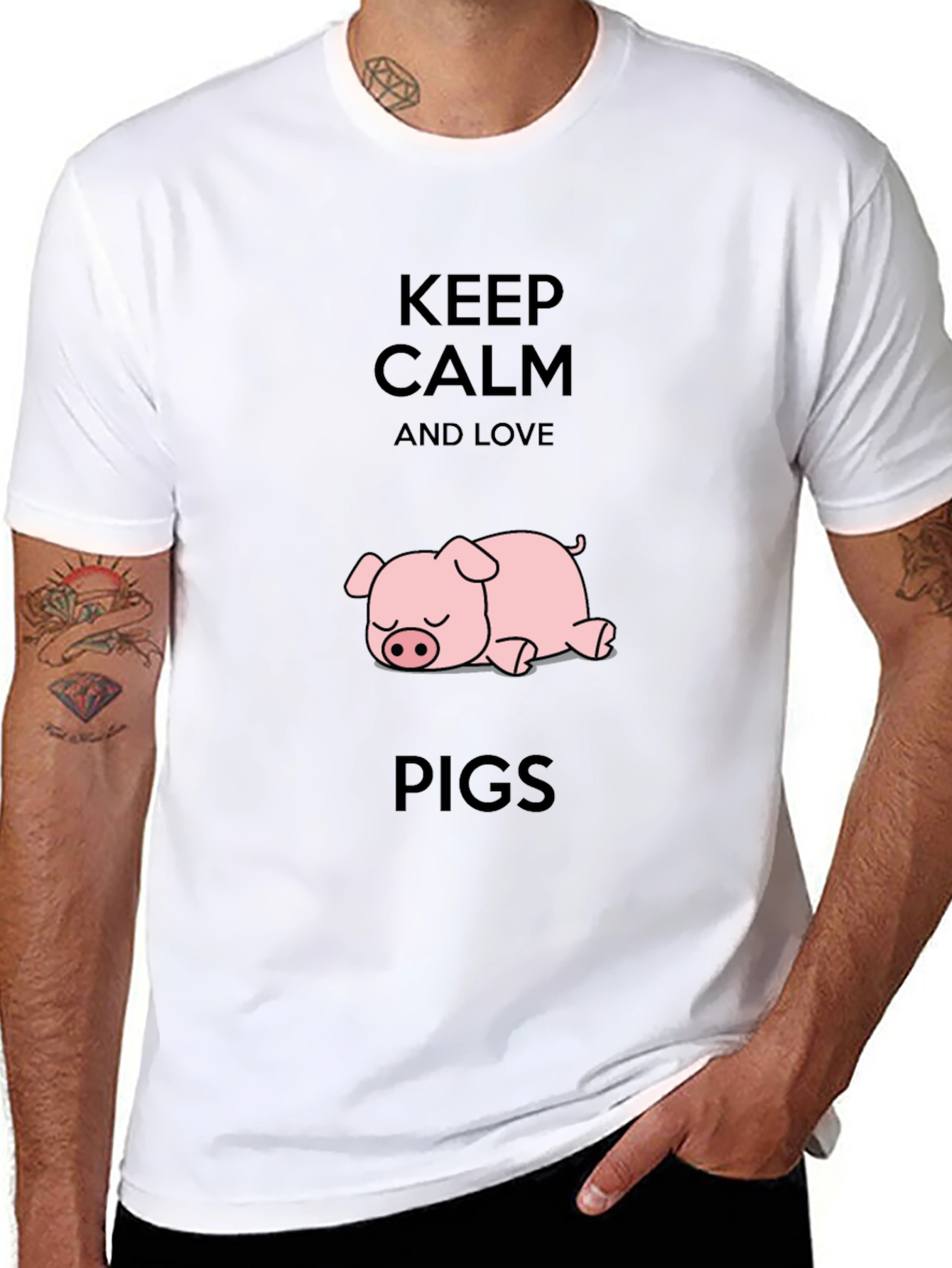 Keep Calm and Love Pigs Black T-Shirt