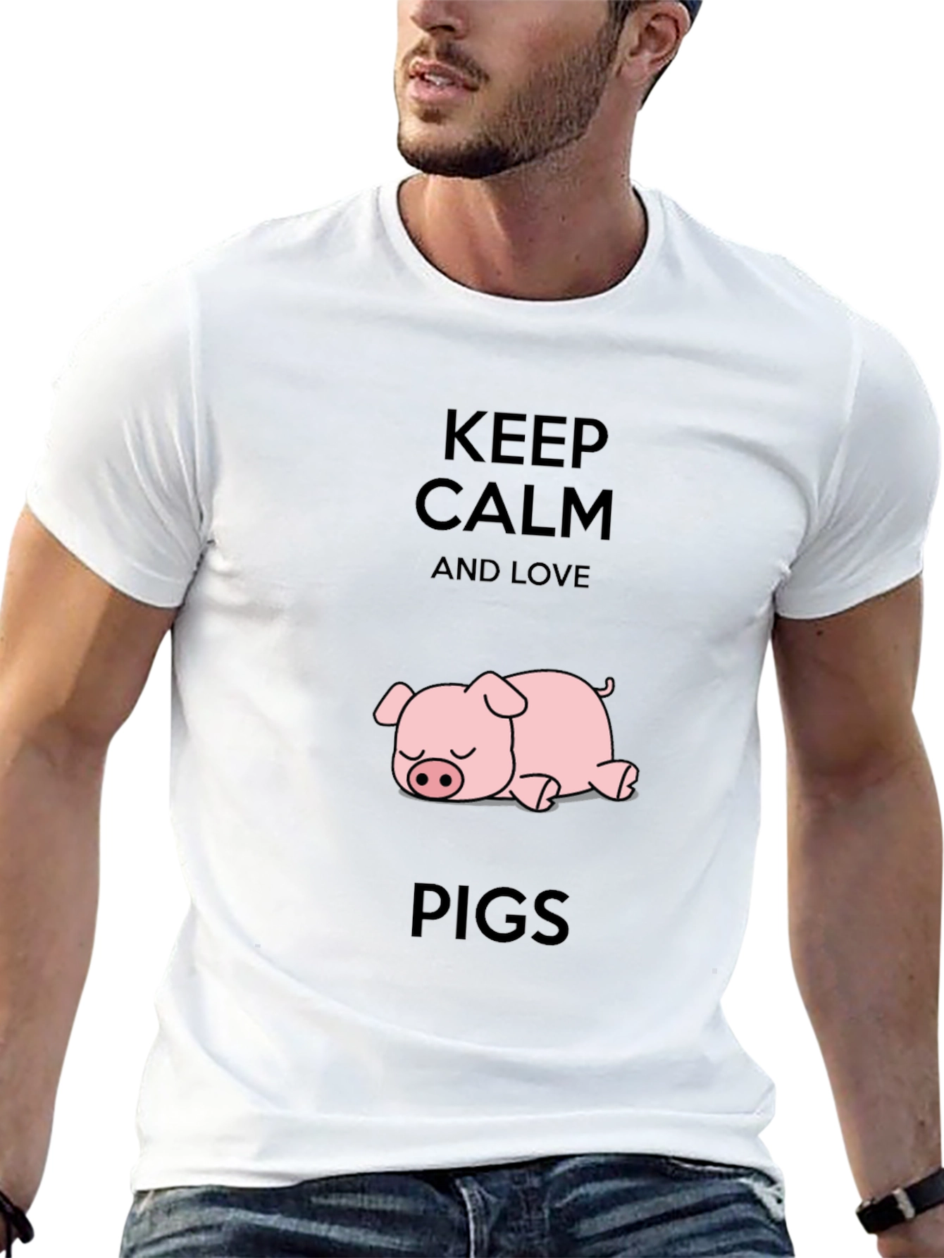 Keep Calm and Love Pigs Black T-Shirt