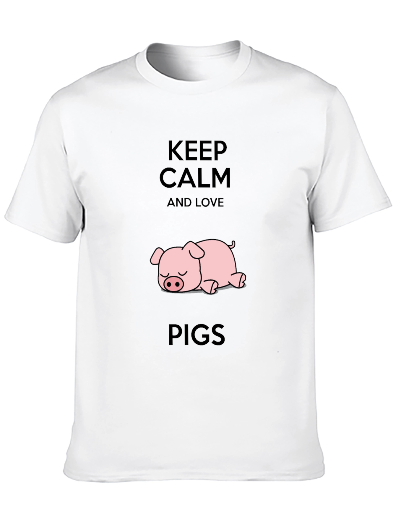 Keep Calm and Love Pigs Black T-Shirt